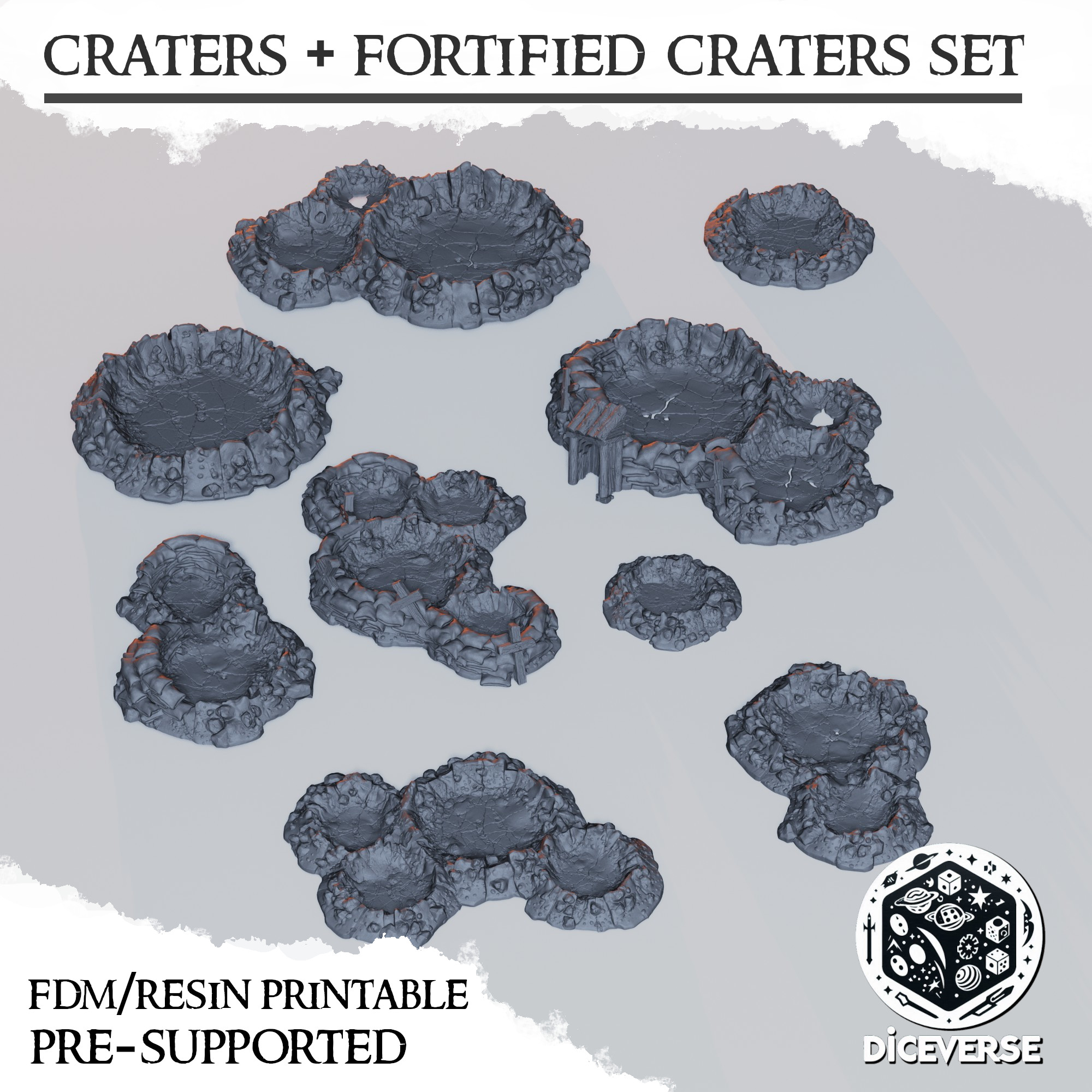 Craters and Fortified Craters Set by Diceverse - battlefieldscatterterrain, battlefieldterrain, craters, scatterterrain, trenchcrusade, trenchcrusadeterrain, trenchscatter, trenchterrain, wargaming, ww1 - Image 2