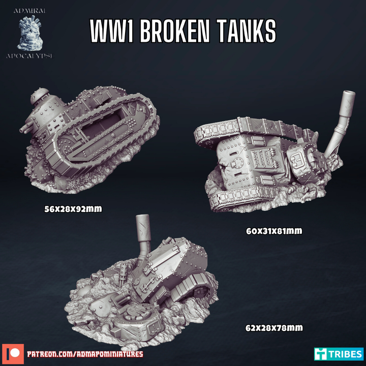 Broken Tanks WW1 by Admiral Apocalypse - tank, terrain, ww1