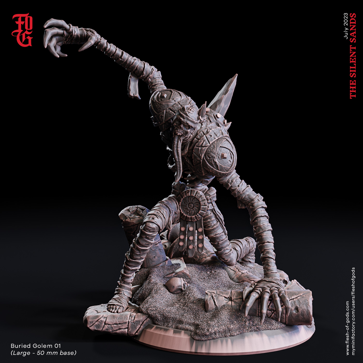 Buried Golem 01 by fleshofgods, is a proxy for Goetic Warlock, in Court of the Seven Headed Serpent, Heretic Legion.