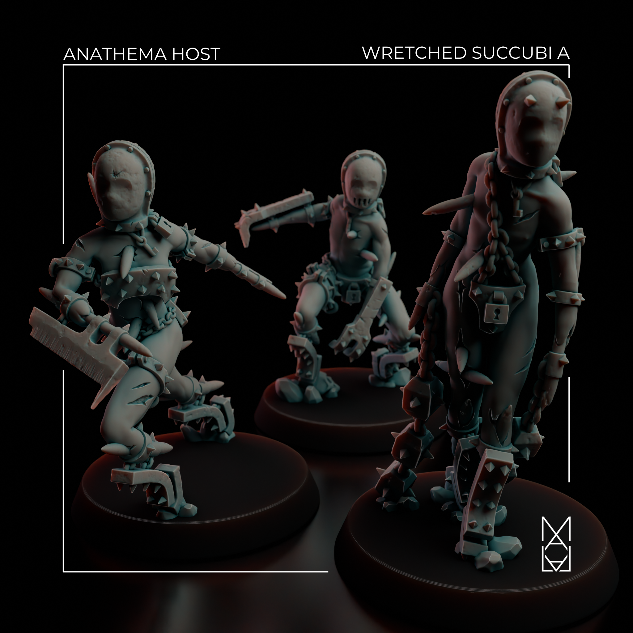 Wretched Succubi A - Dual Wielders (Pre-Supported) by malal3d, is a proxy for Wretched, in Court of the Seven Headed Serpent, Heretic Legion.