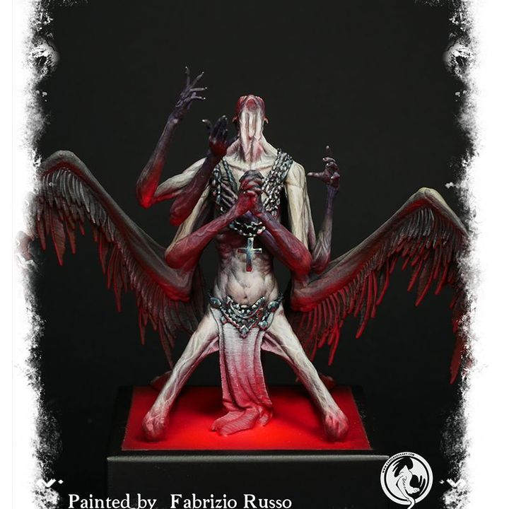 The Fallen by KarolRudykArt, is a proxy for Desecrated Saint, Praetor, in Court of the Seven Headed Serpent.