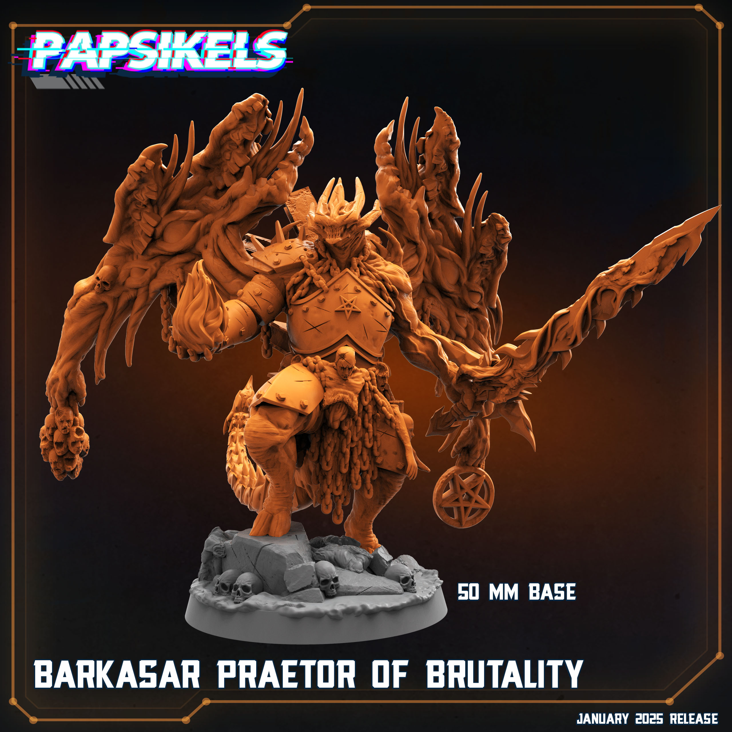 BARKASAR PRAETOR OF BRUTALITY by PAPSIKELS MINIATURES, is a proxy for Praetor, in Court of the Seven Headed Serpent.