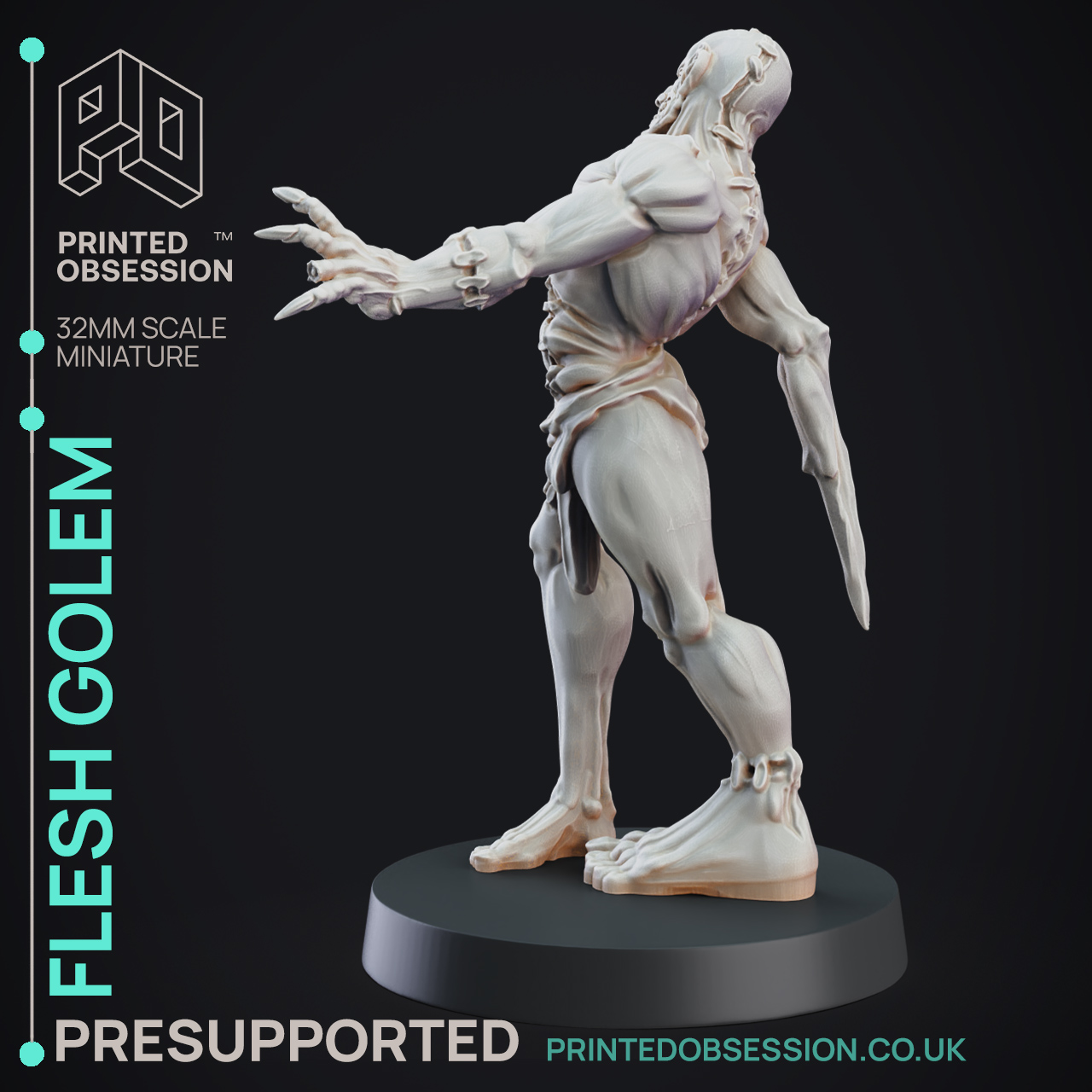 Flesh Golem - Construct - PRESUPPORTED - D&D 32mm by Printed Obsession - Image 2