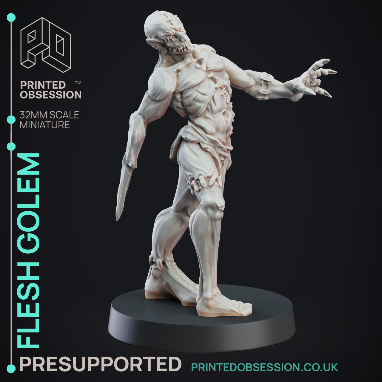 Flesh Golem - Construct - PRESUPPORTED - D&D 32mm by Printed Obsession - Image 3