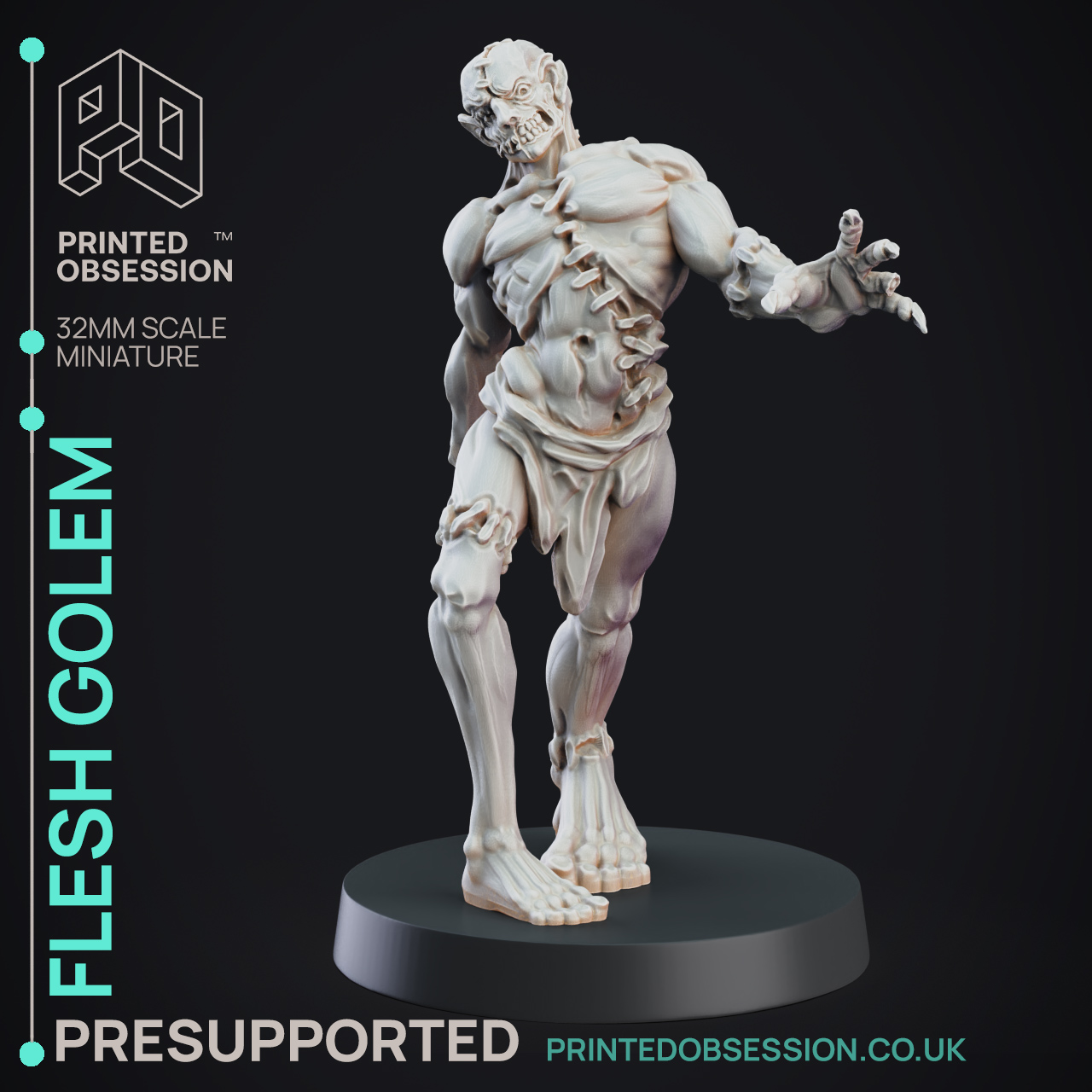 Flesh Golem - Construct - PRESUPPORTED - D&D 32mm by Printed Obsession - Image 4