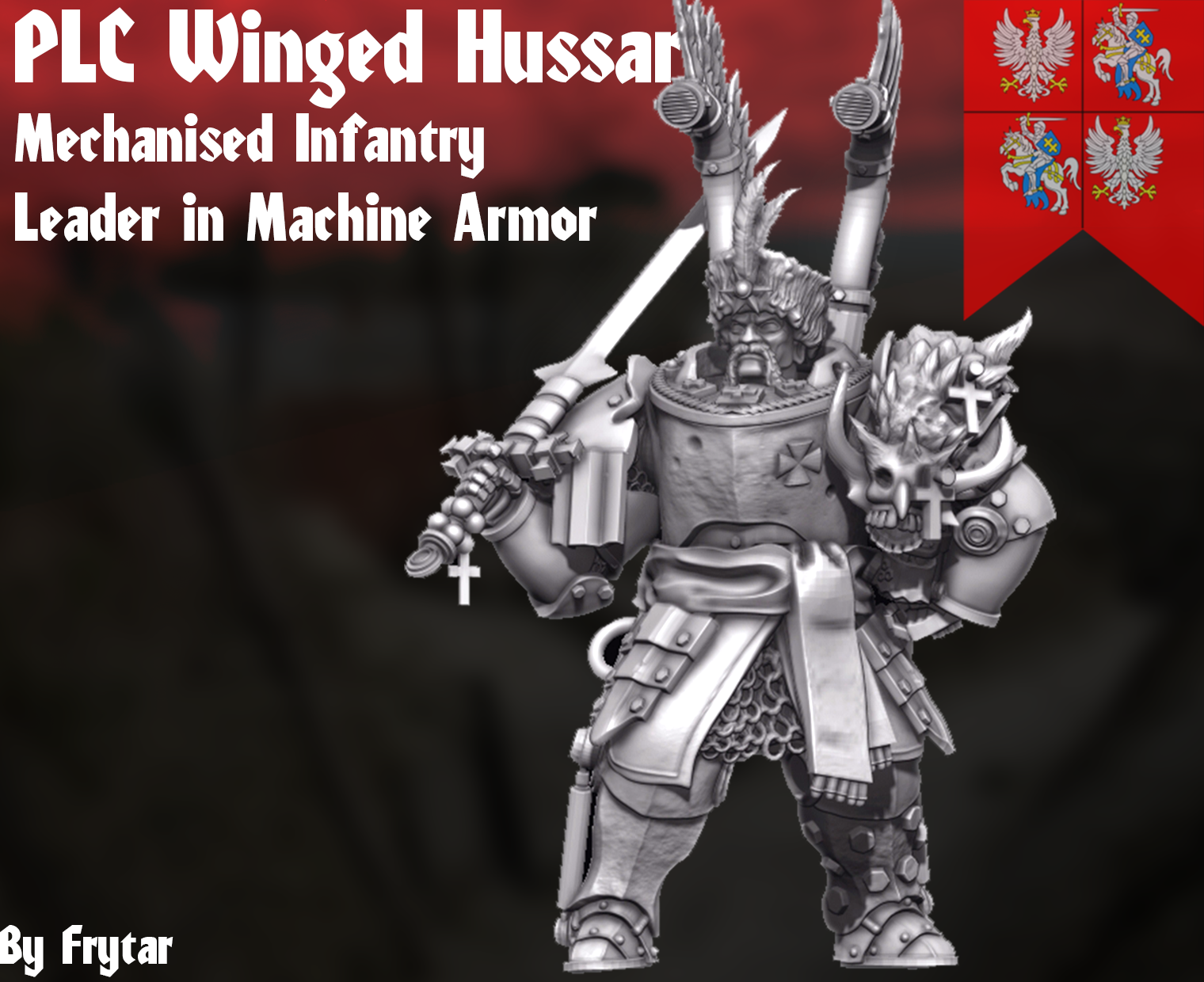 Winged Hussar Leader Longinus in Mecha Armor Polish Lithuenian Commonwealth by Fat Rat Minitures, is a proxy for Mechanised Heavy Infantry, in The Principality of New Antioch.