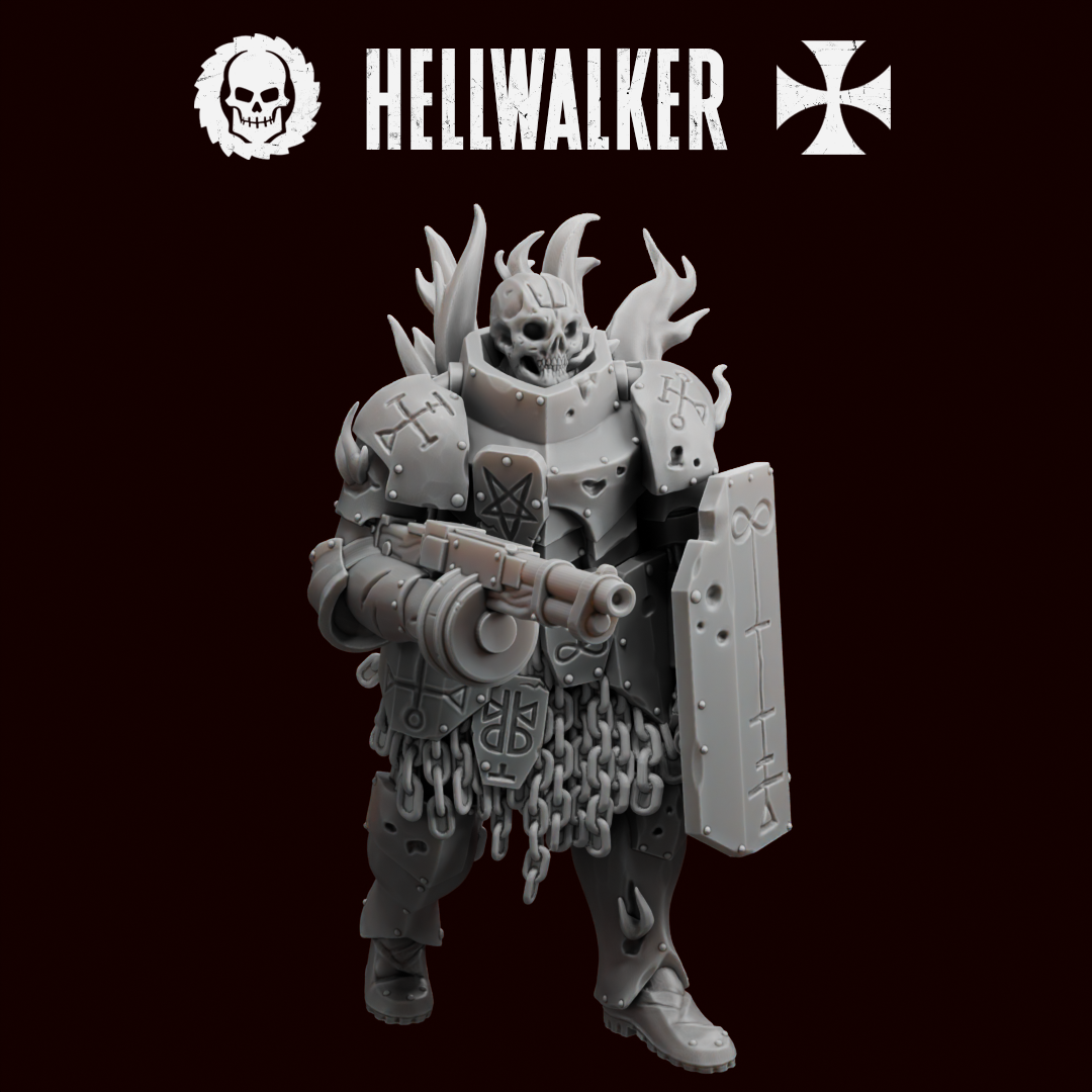 Hellwalker by Traktor Miniatures, is a proxy for Anointed Heavy Infantry, in Heretic Legion.
