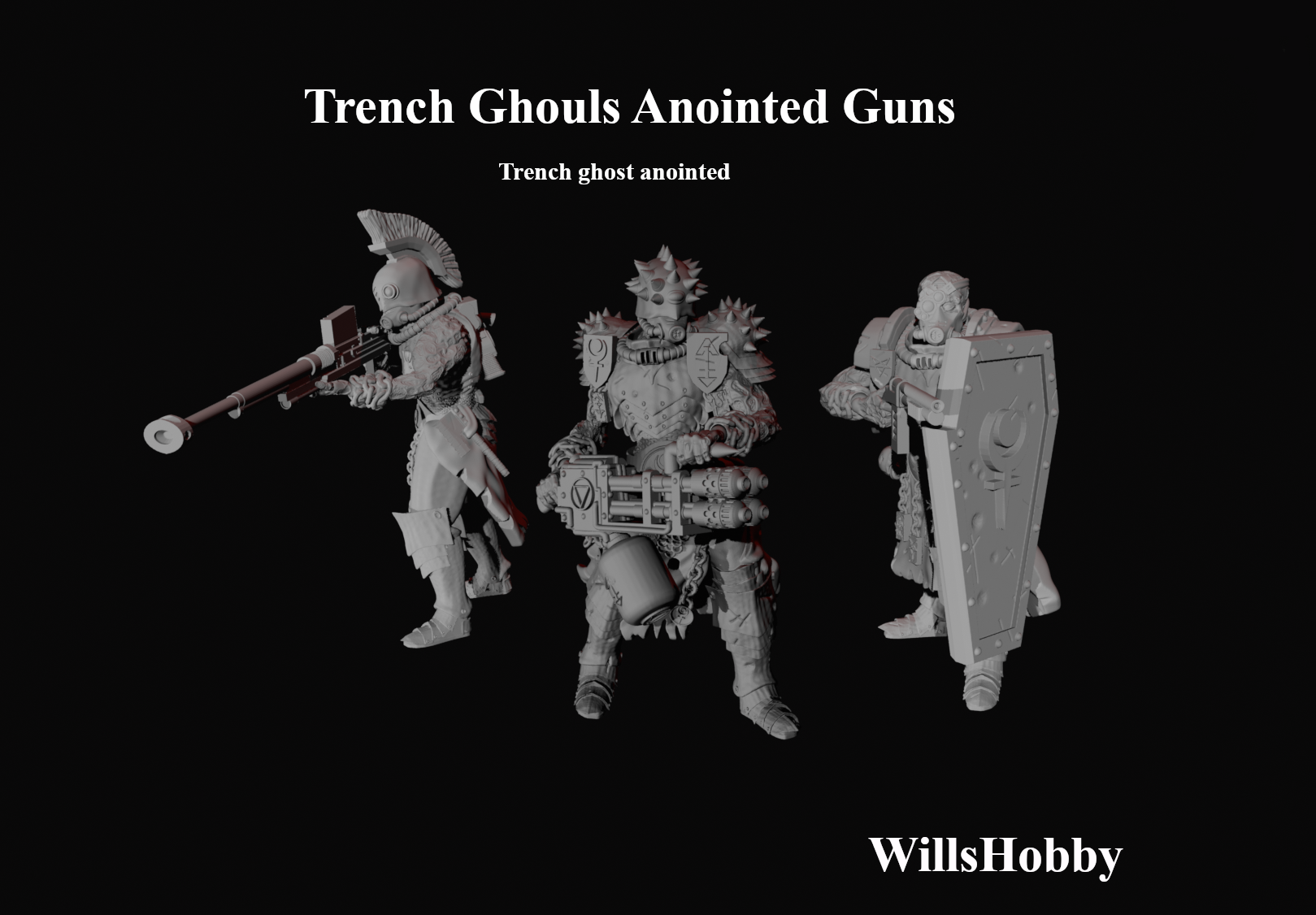 Trench Ghoul Anointed Guns by Wills Hobby, is a proxy for Anointed Heavy Infantry, in Heretic Legion.