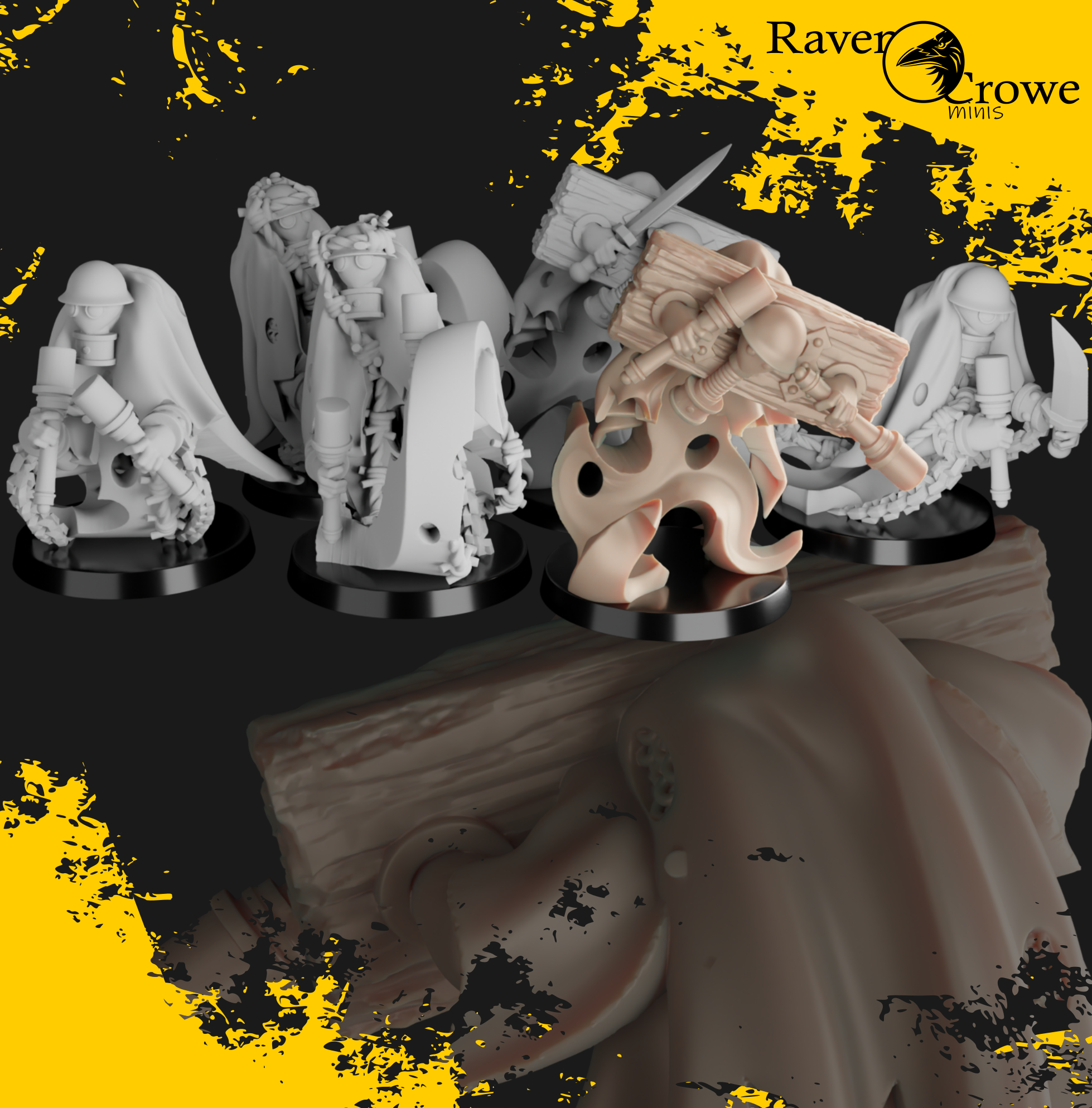 Trench Ghosts Miserable/Wretched by RavenCrow Minis, is a proxy for Wretched, in Court of the Seven Headed Serpent, Heretic Legion.