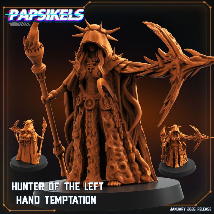 HUNTER OF THE LEFT HAND TEMPTATION by PAPSIKELS MINIATURES, is a proxy for Hunter of the Left Hand Path, in Court of the Seven Headed Serpent.