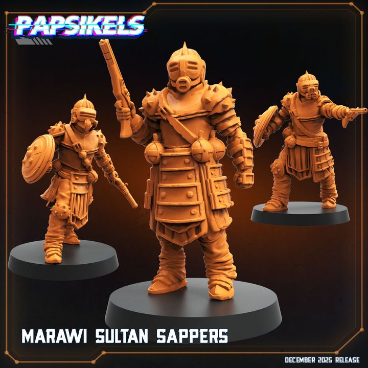 MARAWI SULTAN SAPPERS by PAPSIKELS MINIATURES, is a proxy for Sultanate Sapper, in Iron Sultanate.
