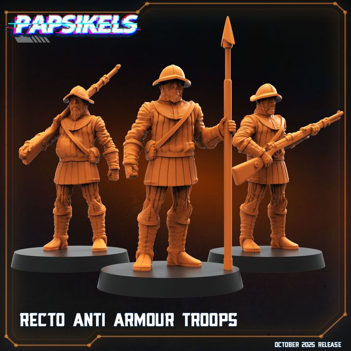 RECTO ANTI ARMOUR TROOPS by PAPSIKELS MINIATURES, is a proxy for Yeoman, in The Principality of New Antioch.
