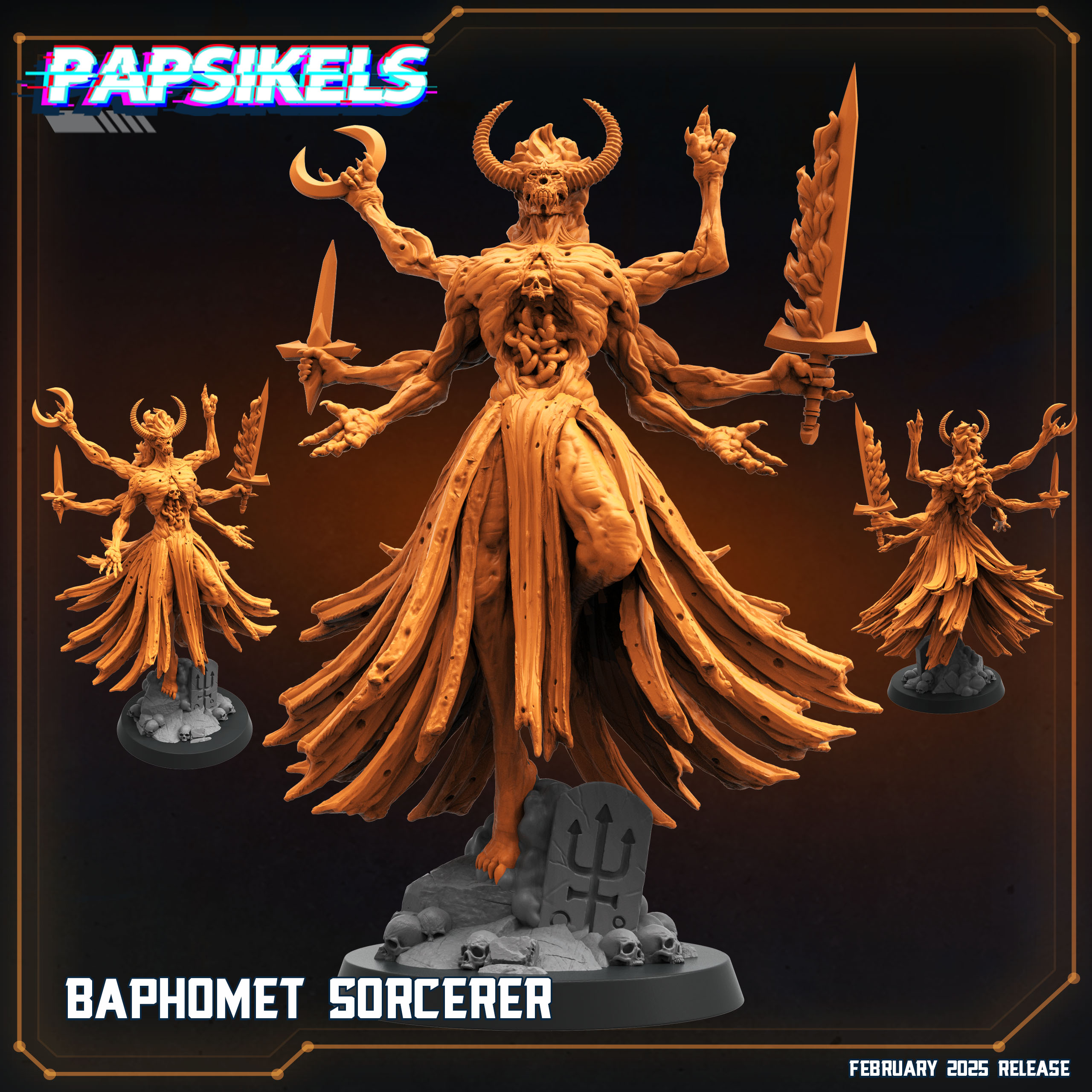 BAPHOMET SORCERER by PAPSIKELS MINIATURES, is a proxy for Sorcerer, in Court of the Seven Headed Serpent.