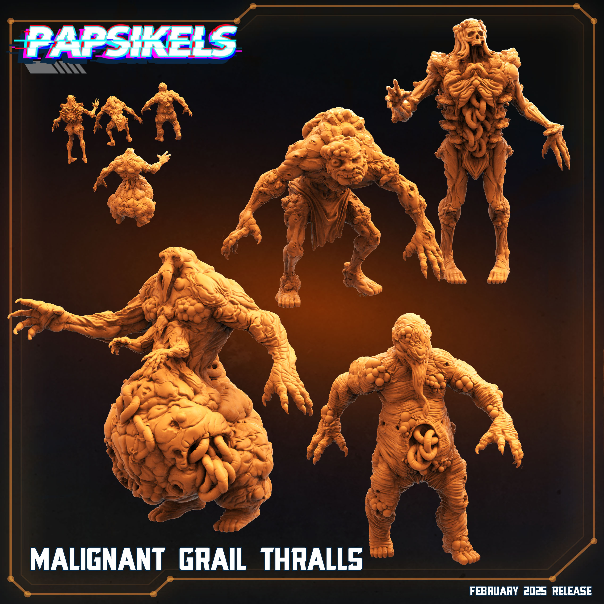 MALIGNANT GRAIL THRALLS by PAPSIKELS MINIATURES, is a proxy for Grail Thrall, in Cult of the Black Grail.