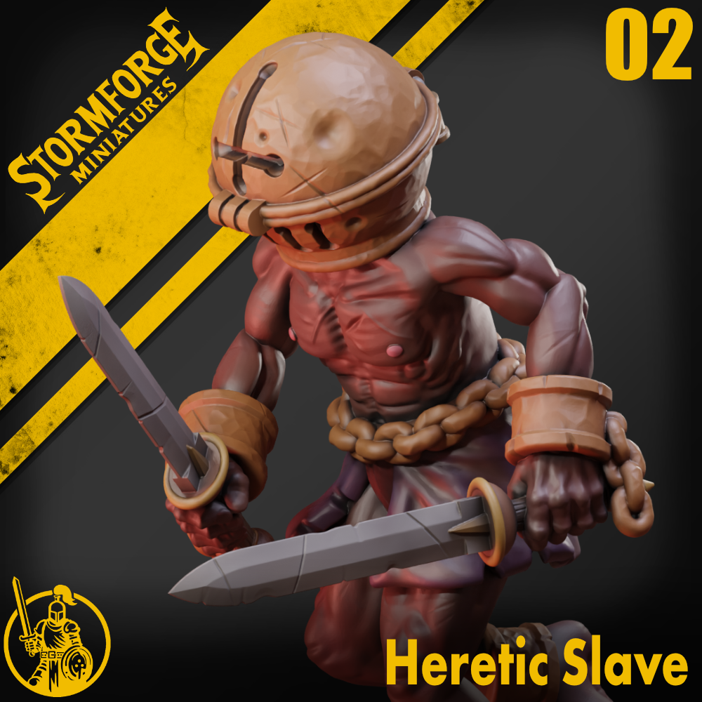 Heretic Slave Infantry 02 by Stormforge Miniatures, is a proxy for Wretched, in Court of the Seven Headed Serpent, Heretic Legion.