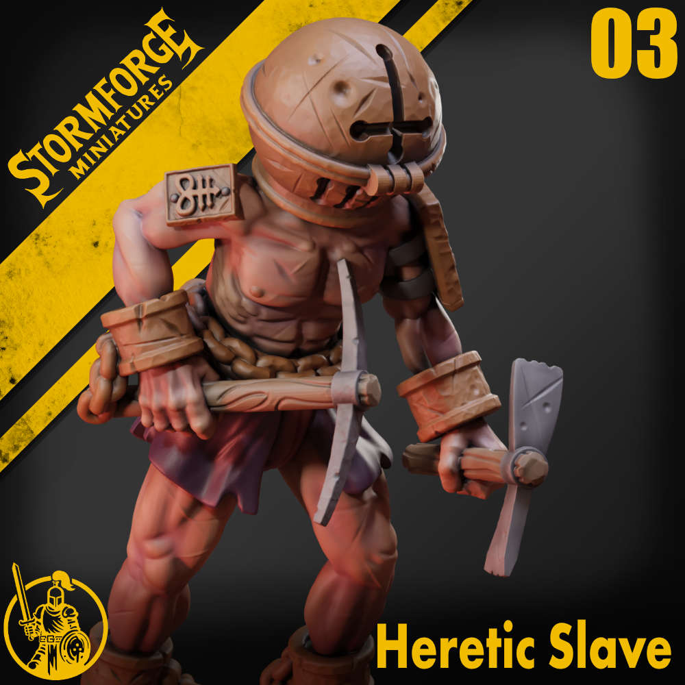 Heretic Slave Infantry 03 by Stormforge Miniatures, is a proxy for Wretched, in Court of the Seven Headed Serpent, Heretic Legion.