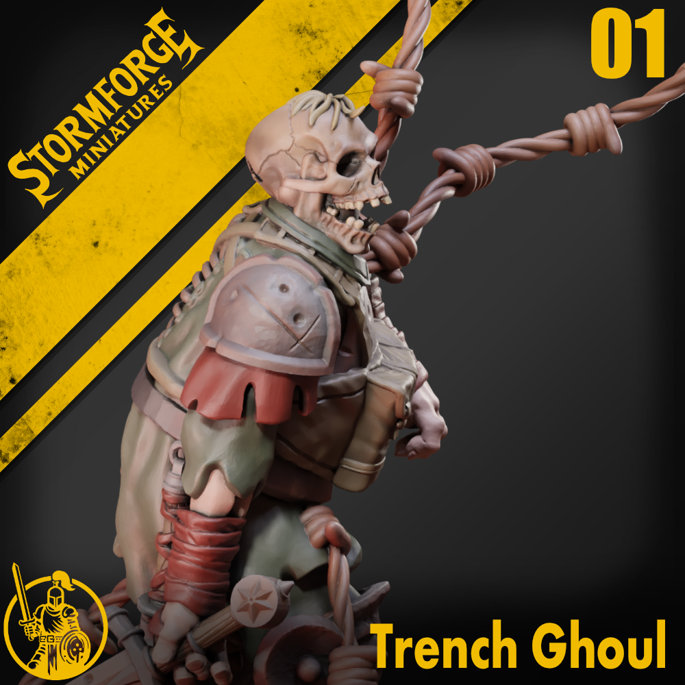 Trench Ghoul Zombie 01 For Trench Crusade by Stormforge Miniatures, is a proxy for Heretic Trooper, in Heretic Legion.