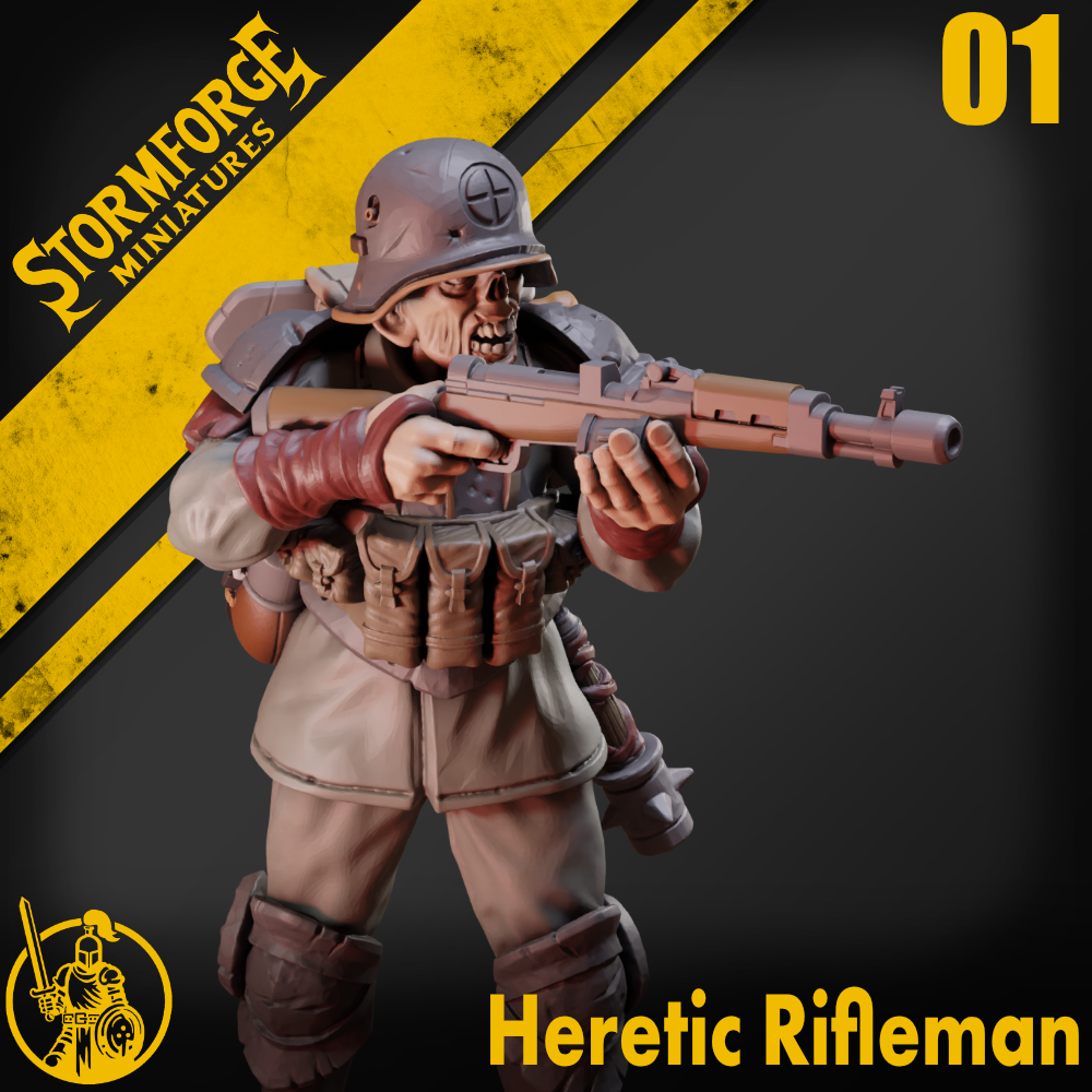 Heretic Rifleman 01 by Stormforge Miniatures, is a proxy for Heretic Trooper, in Heretic Legion.