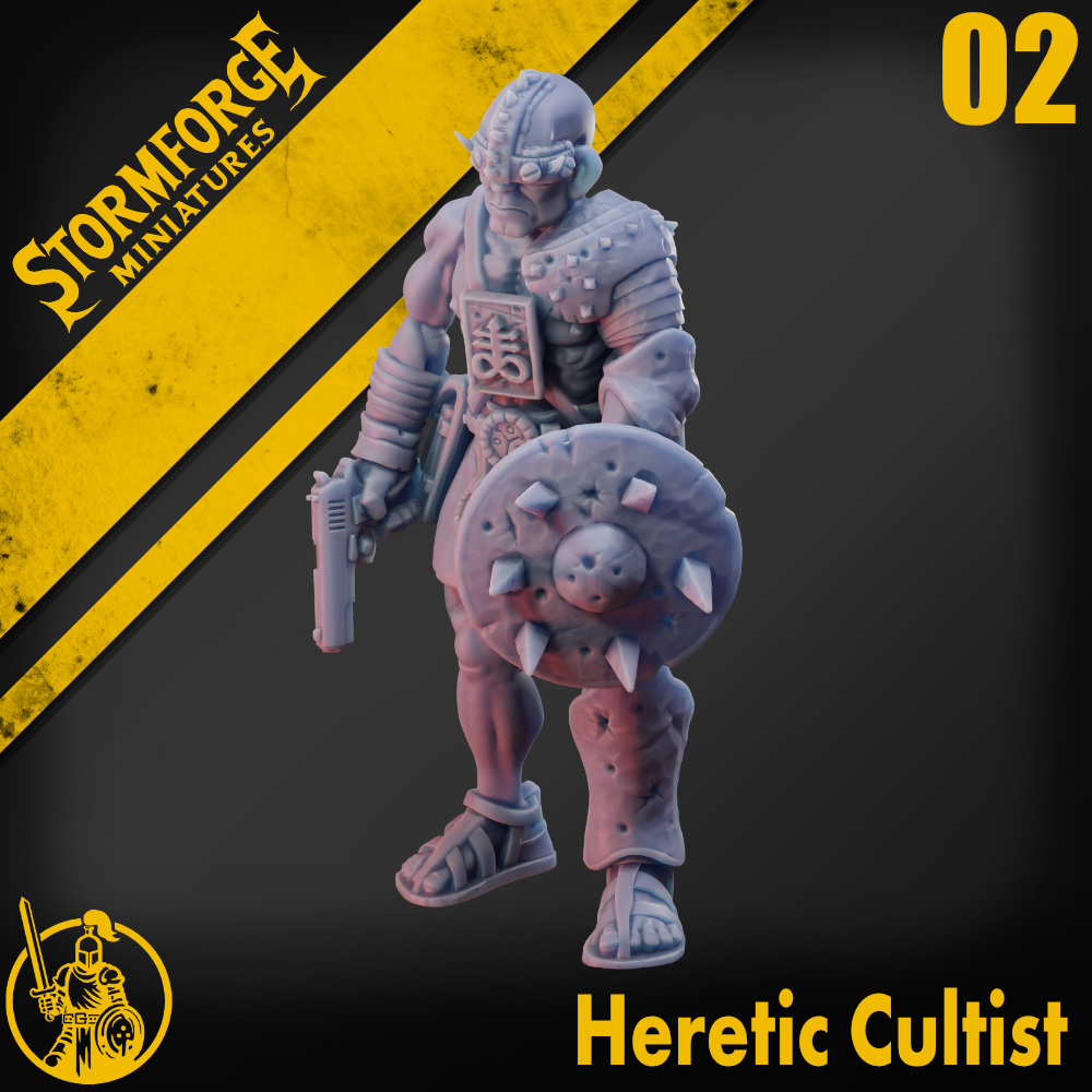 Heretic Cultist 02 for Trench Crusade by Stormforge Miniatures, is a proxy for Heretic Trooper, in Heretic Legion.