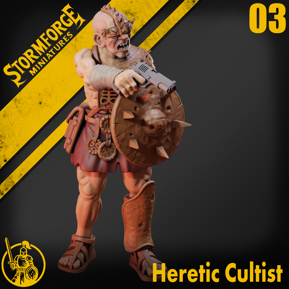 Heretic Cultist 03 for Trench Crusade by Stormforge Miniatures, is a proxy for Heretic Trooper, in Heretic Legion.