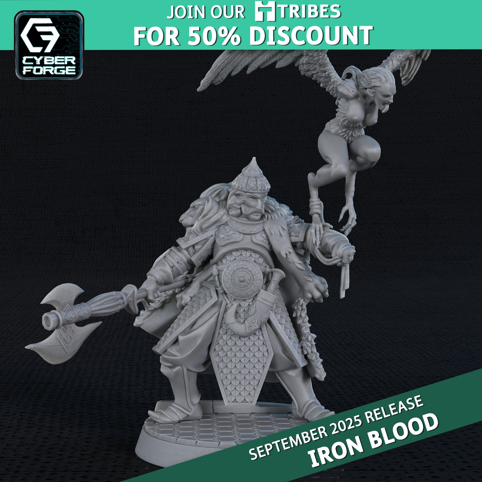 Demir Captain - Iron Blood - Cyber Forge Miniatures September 2025 by Titan Forge Miniatures, is a proxy for Yüzbaşı Captain, in Iron Sultanate.