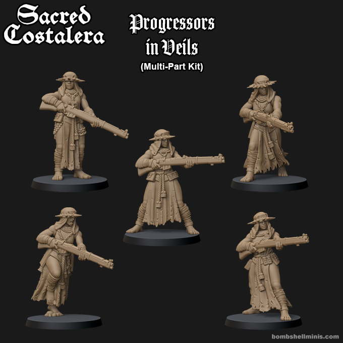 Progressors in Veils - Sacred Costalera by Bombshell Miniatures, is a proxy for Trench Pilgrim, in Trench Pilgrims.