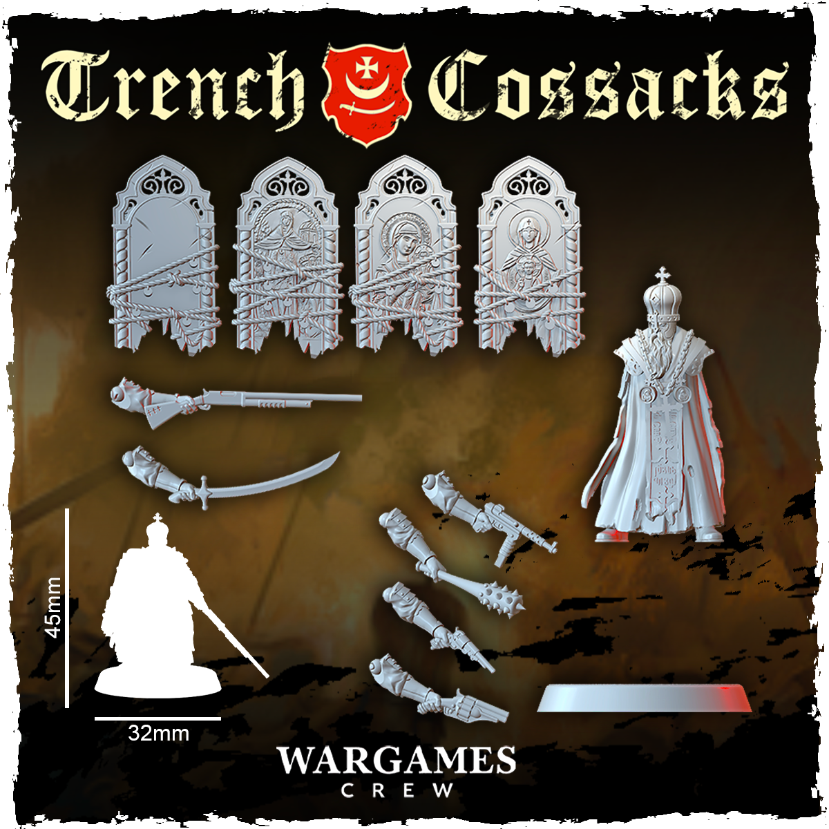 TRENCH CHAPLAIN #1 (CLERIC) by WargamesCrew, is a proxy for Trench Cleric, in The Principality of New Antioch.