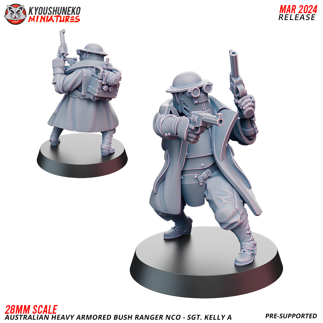 Sgt. Kelly A - Australian Heavy Armored Bush Ranger NCO ww2 by Kyoushuneko Miniatures, is a proxy for Lieutenant, in The Principality of New Antioch.