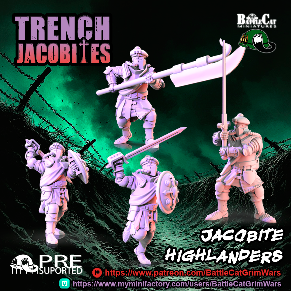 Trench Jacobite Highlanders by BattleCat Grim Wars, is a proxy for Lieutenant, Shocktrooper, Yeoman, in The Principality of New Antioch.