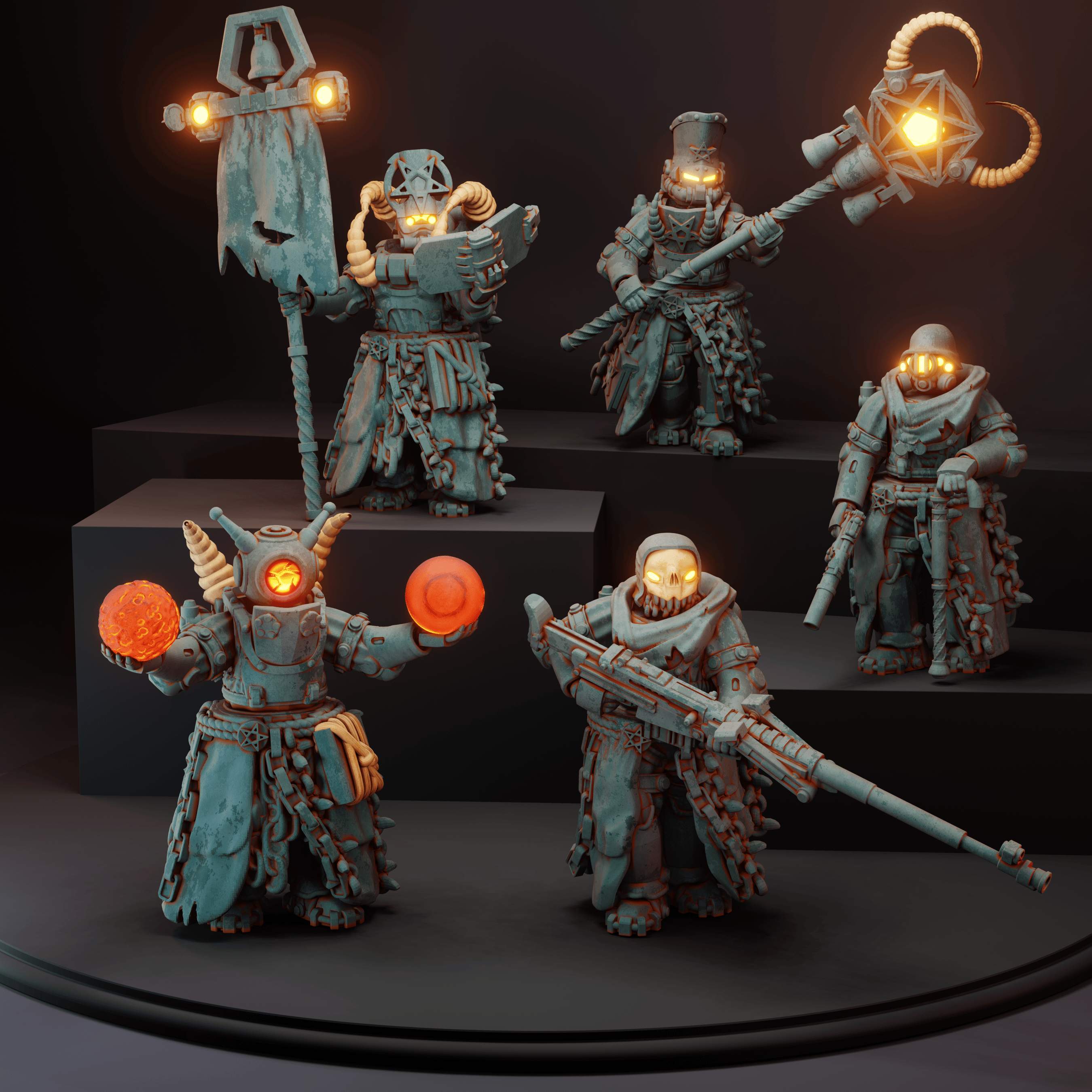 Heretic nautical command unit by Crimson Steel Mechworks, is a proxy for Anointed Heavy Infantry, Heretic Chorister, Heretic Priest, in Heretic Legion.