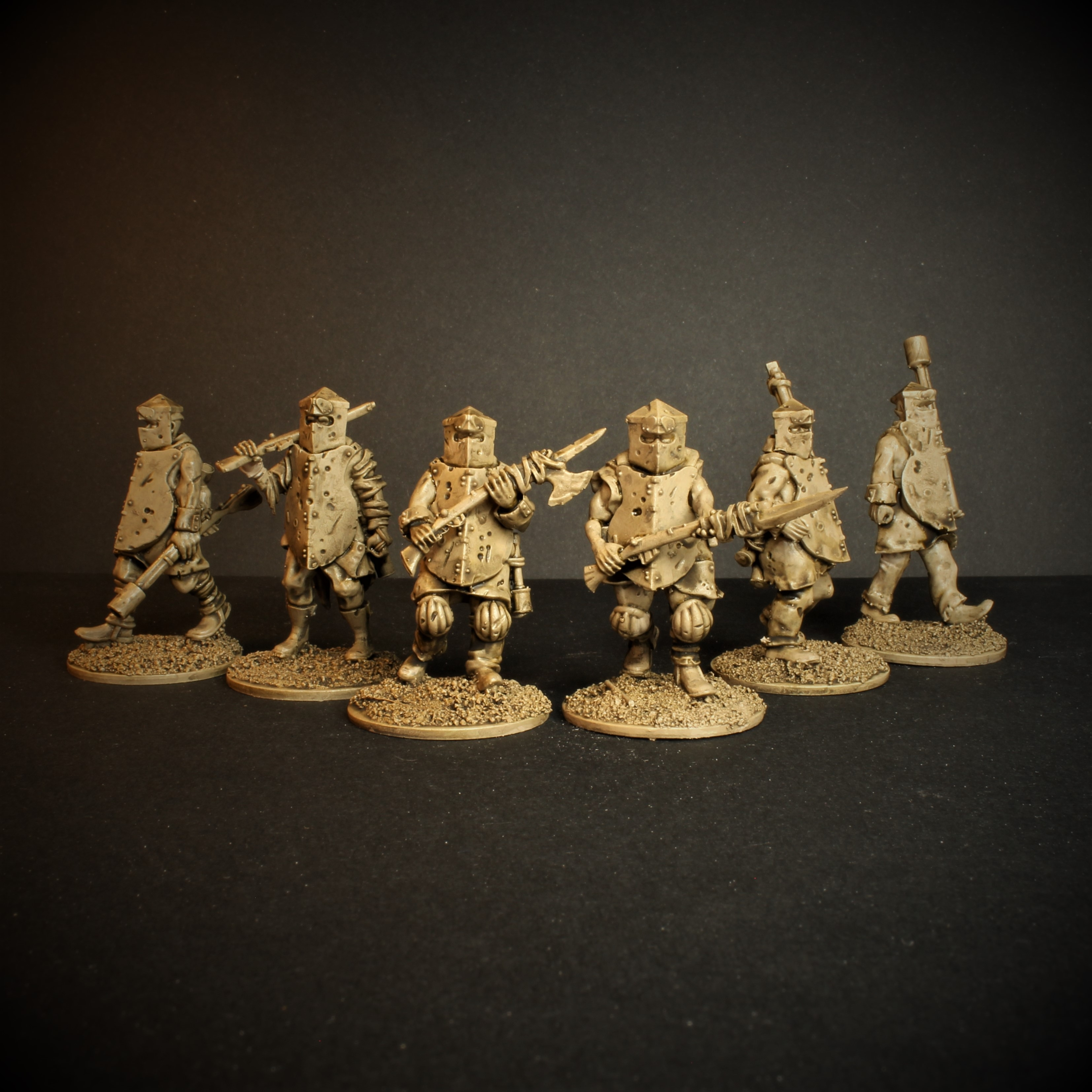 Unit of 6 Brewsters by Knucklebones Miniatures, is a proxy for Shocktrooper, Yeoman, in The Principality of New Antioch.