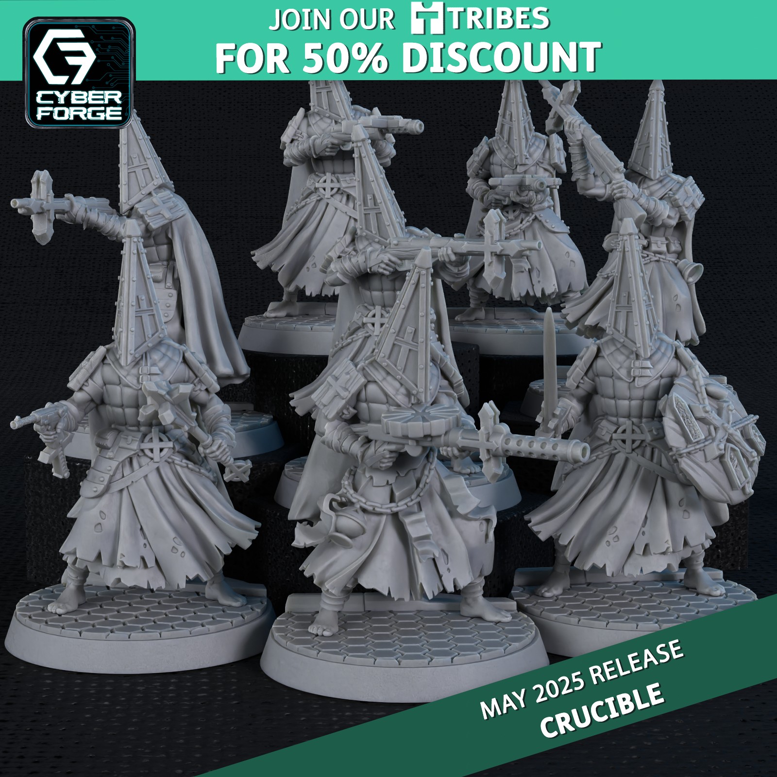 War Pilgrims - Crucible - Cyber Forge Miniatures May 2025 by Titan Forge Miniatures, is a proxy for Trench Pilgrim, in Trench Pilgrims.