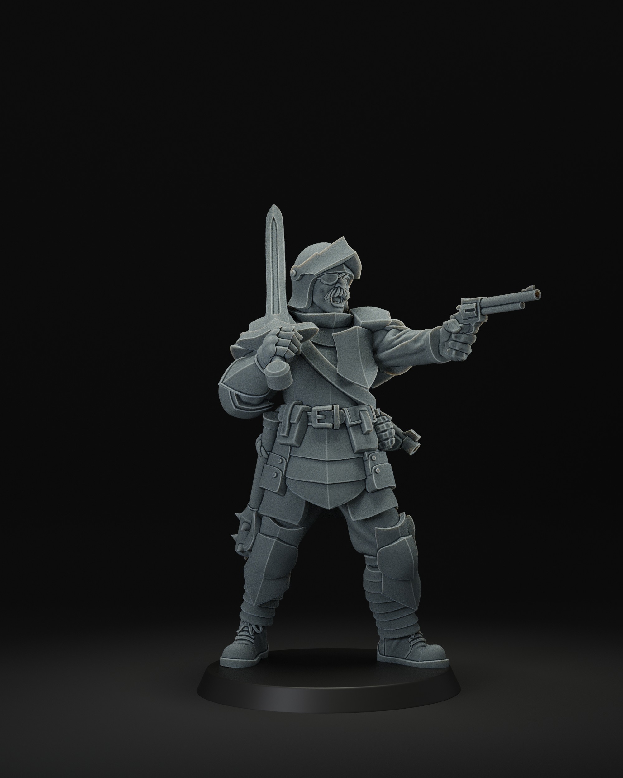 Trench Officer with Sword and Pistol, SMG and Trench club on waist, alternate empty hand by JK-Remo, is a proxy for Lieutenant, in The Principality of New Antioch.