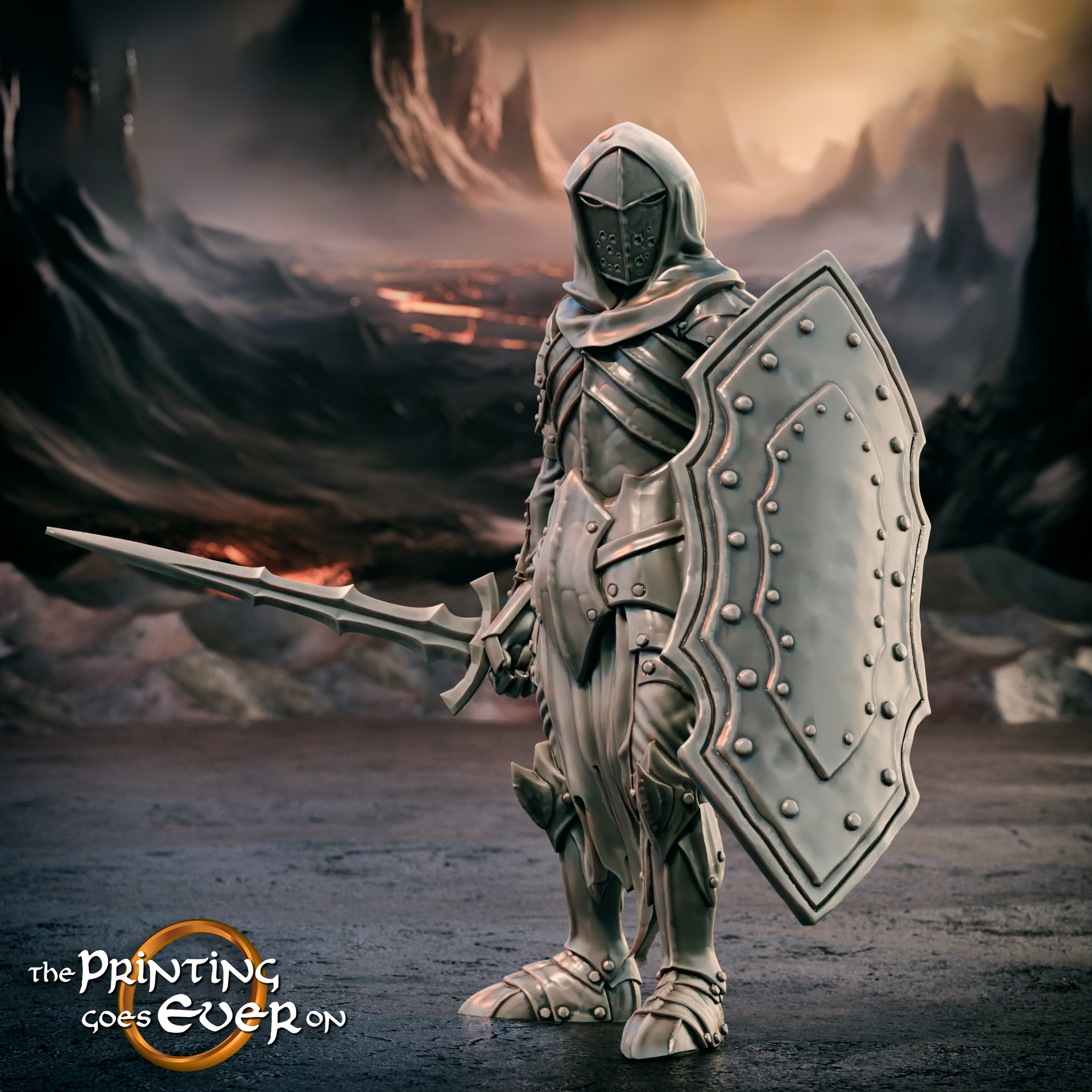 Shadow Knight - Model A - Presupported by The Printing Goes Ever On, is a proxy for Hell Knight, Plague Knight, in Court of the Seven Headed Serpent, Cult of the Black Grail.
