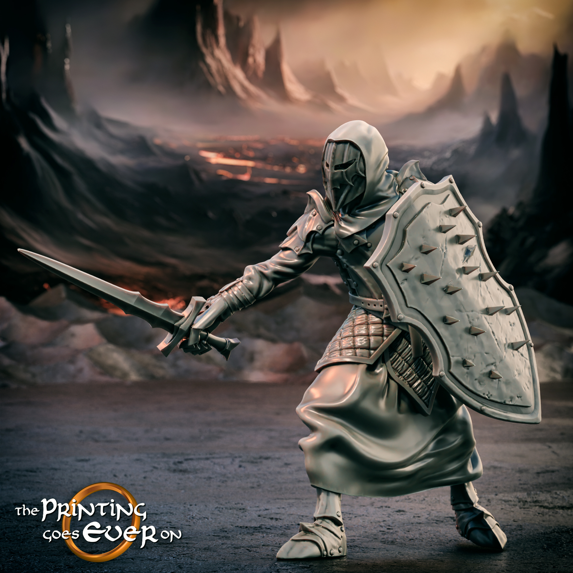 Shadow Knight - Model B - Presupported by The Printing Goes Ever On, is a proxy for Hell Knight, Plague Knight, in Court of the Seven Headed Serpent, Cult of the Black Grail.