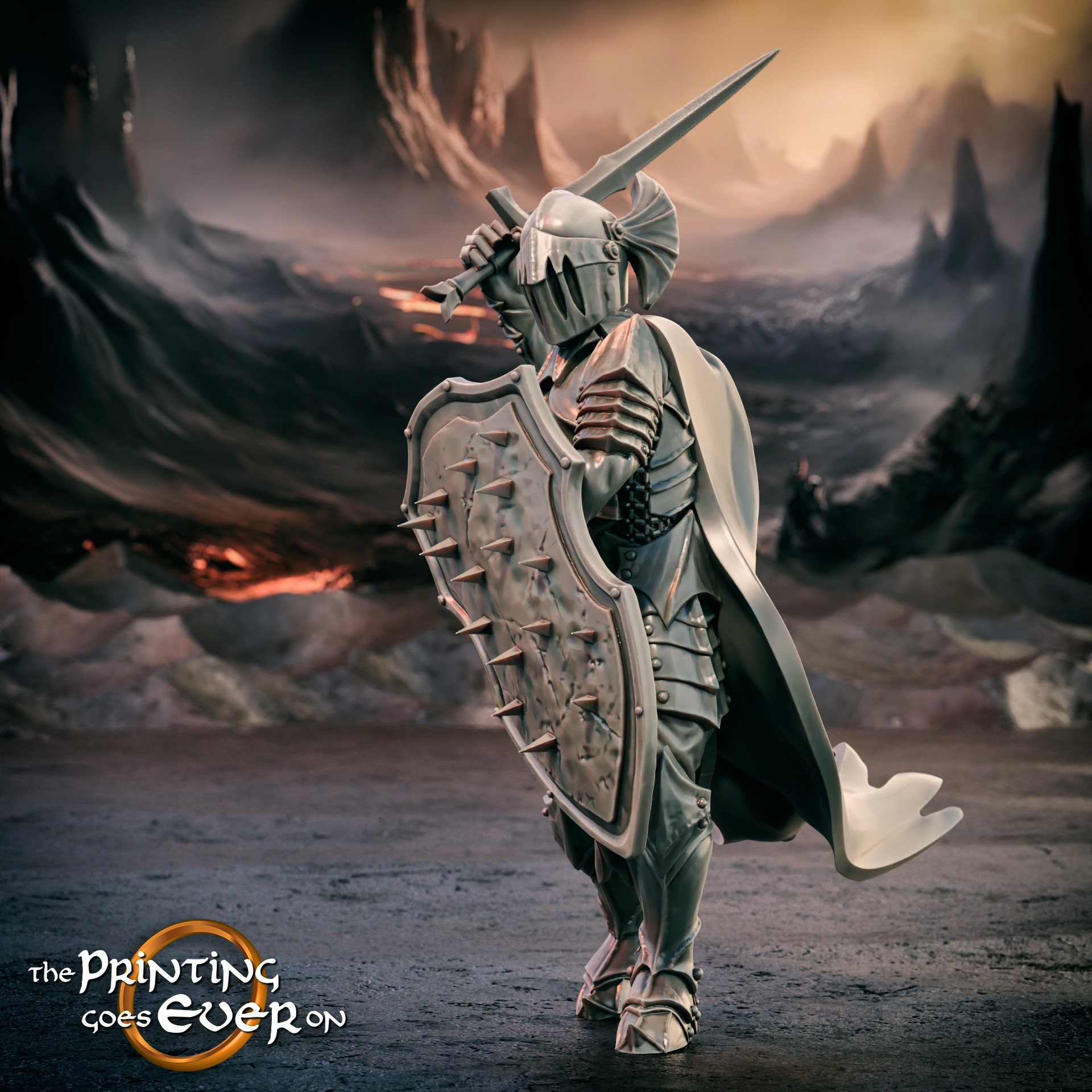 Shadow Knight - Model C - Presupported by The Printing Goes Ever On, is a proxy for Hell Knight, Plague Knight, in Court of the Seven Headed Serpent, Cult of the Black Grail.