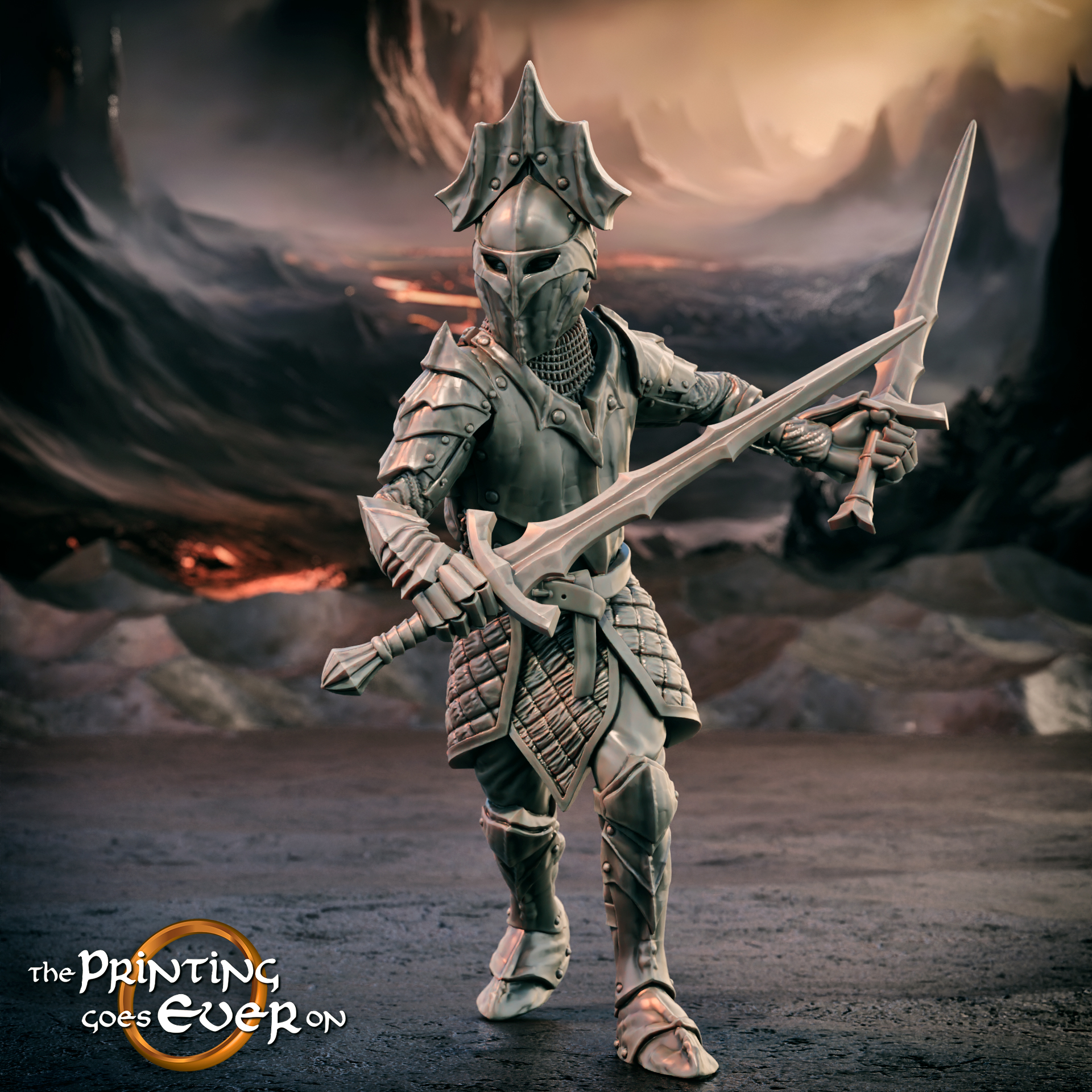 Shadow Knight - Model E - Presupported by The Printing Goes Ever On, is a proxy for Hell Knight, Plague Knight, in Court of the Seven Headed Serpent, Cult of the Black Grail.