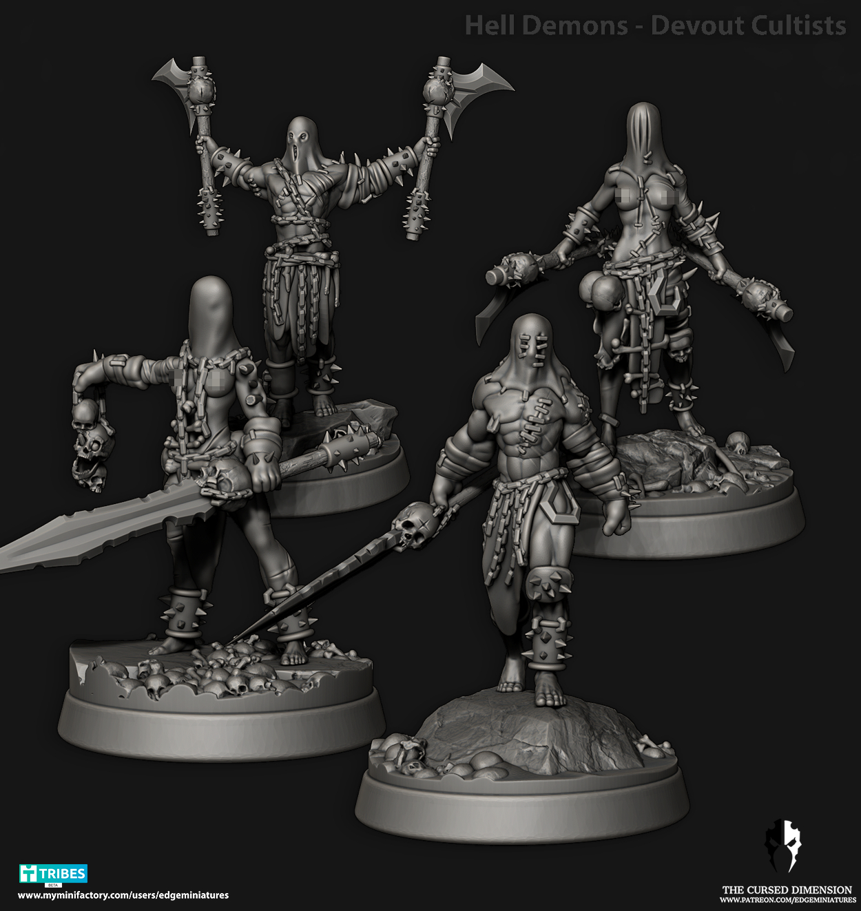 Hell Beasts - Cultists by Edge Miniatures, is a proxy for Heretic Trooper, Wretched, in Court of the Seven Headed Serpent, Heretic Legion.