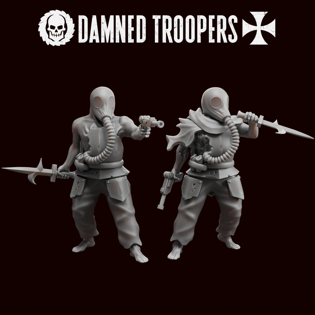 Damned Troopers by Traktor Miniatures, is a proxy for Heretic Trooper, in Heretic Legion.