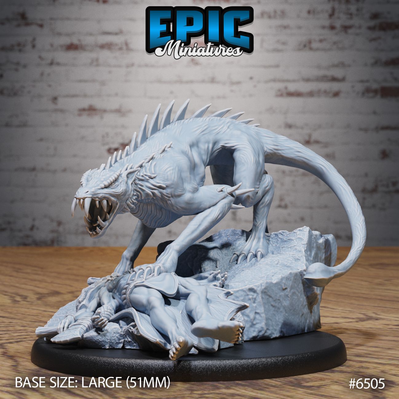 Guulvorg / Giant Reptile Monster / Goblinoid Lizard Creature / Magical Serpent / Goblin Siege Beast / Cave Encounter by Epic-Miniatures, is a proxy for Hound of the Black Grail, Trench Dog (hell Hound), in Court of the Seven Headed Serpent, Cult of the Black Grail.