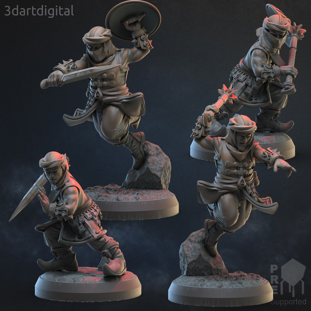 Pharsan Cultist Soldiers Male x4 by LegendLoom-3dartdigital, is a proxy for Assassin Acolyte, Master Assasin, Sultanate Assasin, in Iron Sultanate.