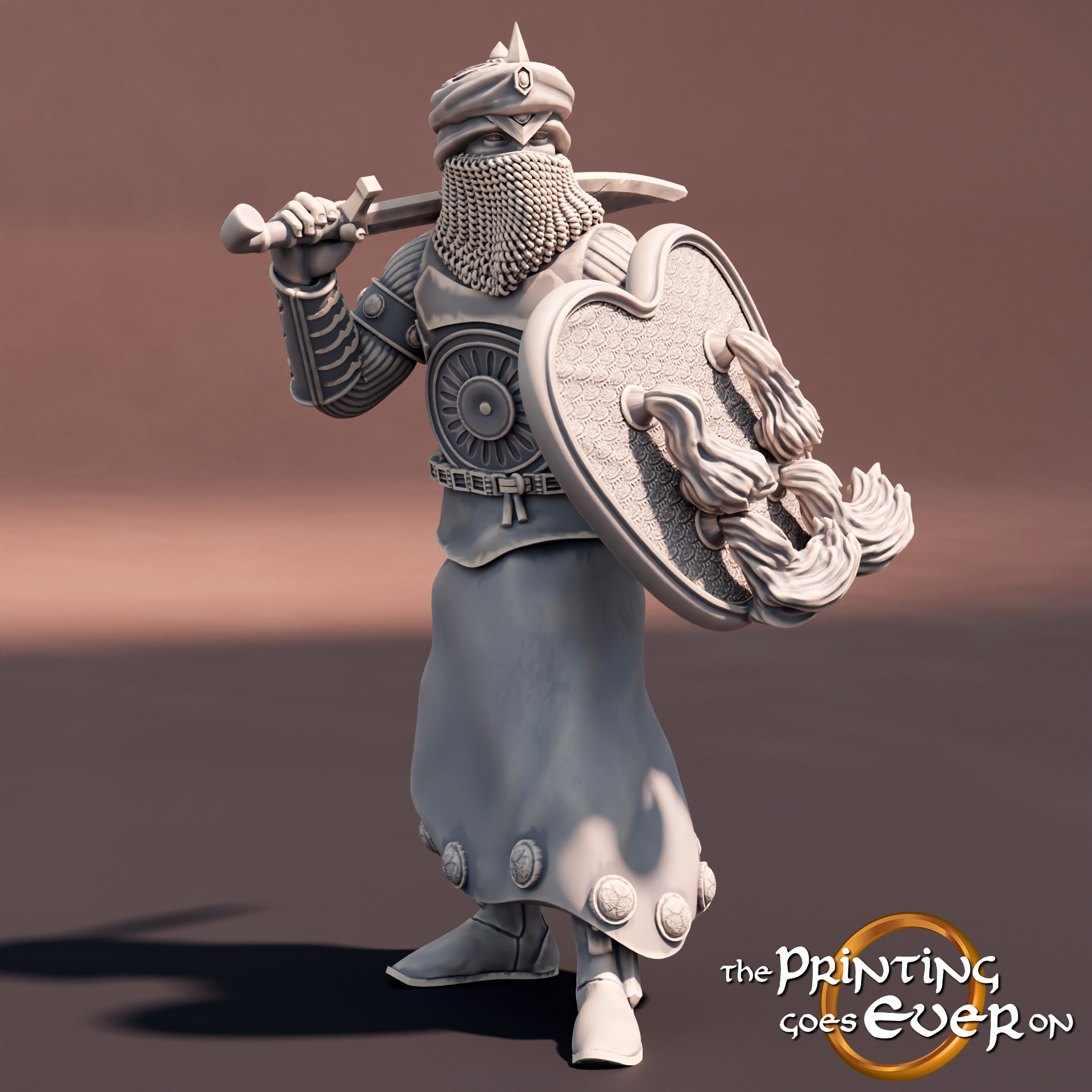 Southerner Warrior A - Presupported by The Printing Goes Ever On, is a proxy for Azeb, Jannisary, Jannisary Officer, in Iron Sultanate.
