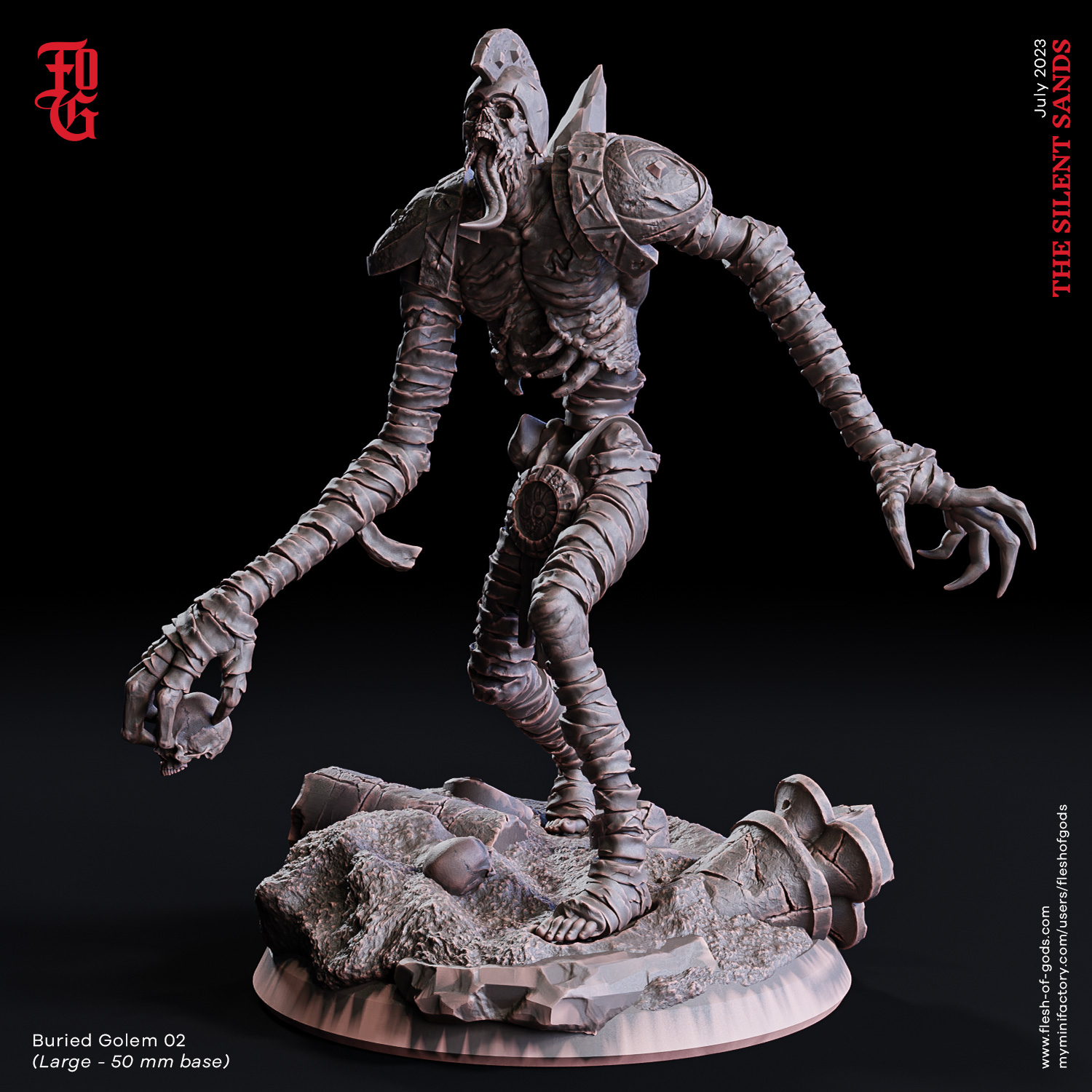 Buried Golem 02 by Flesh of Gods, is a proxy for Goetic Warlock, in Court of the Seven Headed Serpent, Heretic Legion.