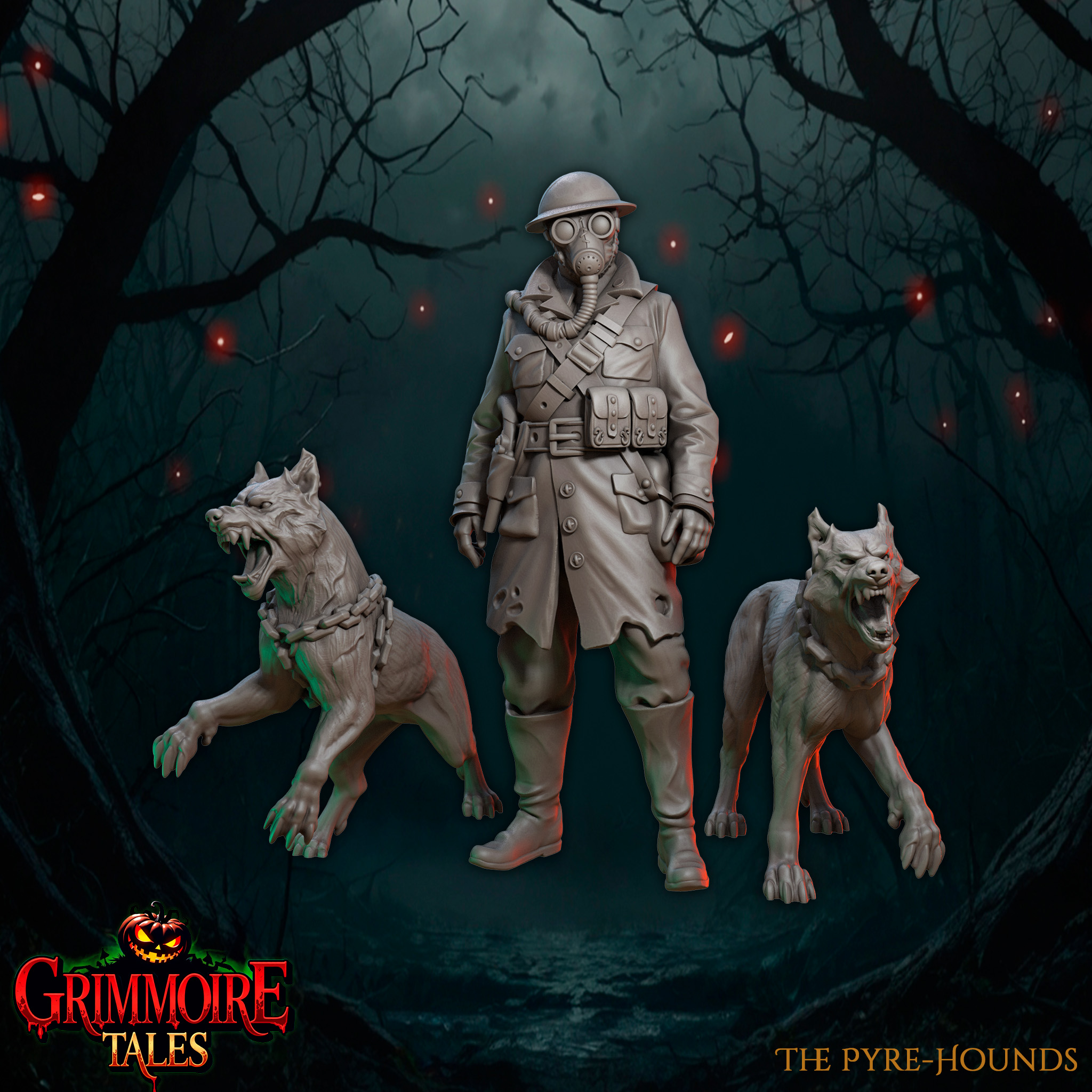 The Pyre-Hounds by Great Grimoire, is a proxy for Trench Dog (hell Hound), Yeoman, in Court of the Seven Headed Serpent, Cult of the Black Grail, The Principality of New Antioch.