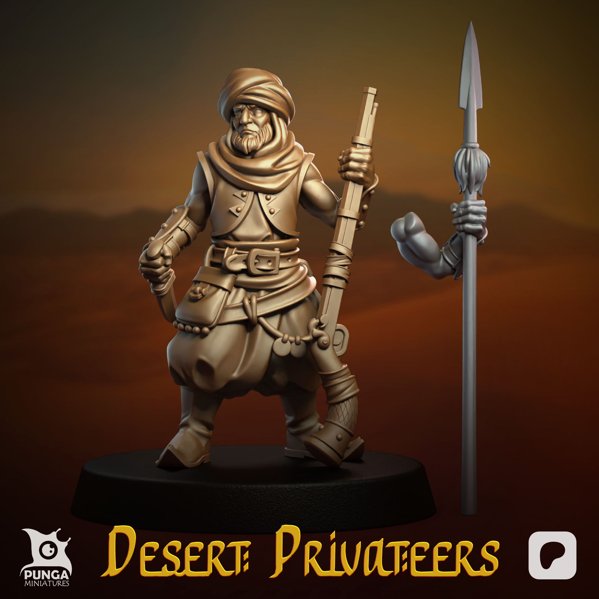 Nomad 1 by Punga Miniatures, is a proxy for Azeb, in Iron Sultanate.
