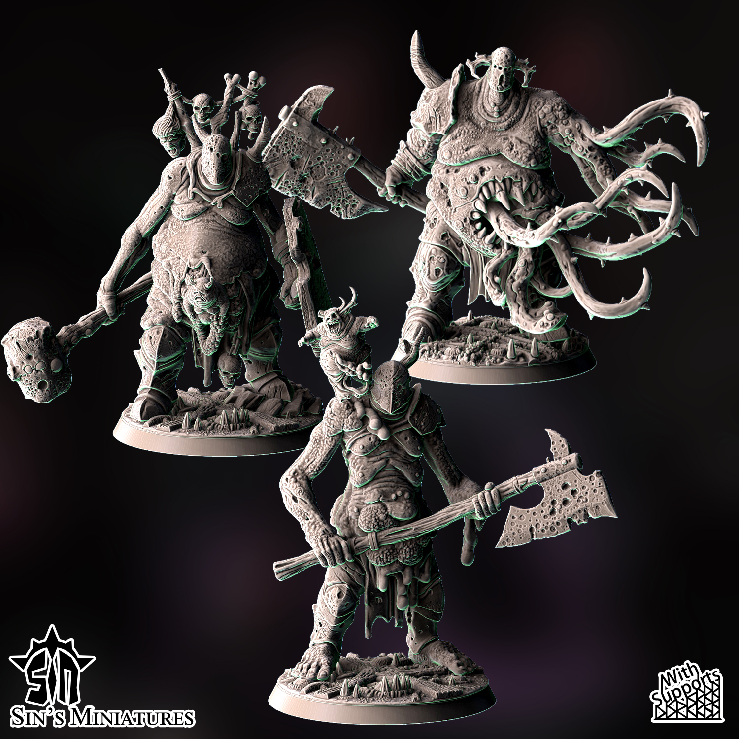 The Plaguechosen Champion Trio by Sin's Miniatures - Image 3