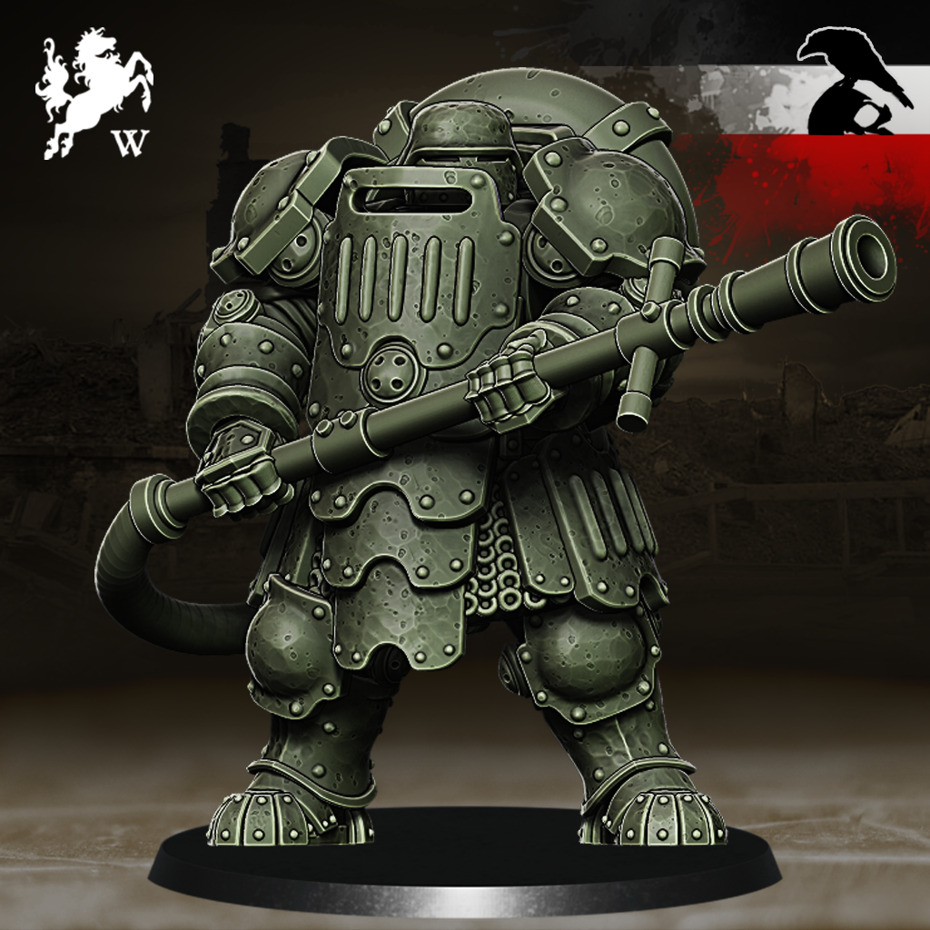 Germans - Heavy Infantry with Flamethrower by Westfalia Miniatures, is a proxy for Mechanised Heavy Infantry, in The Principality of New Antioch.