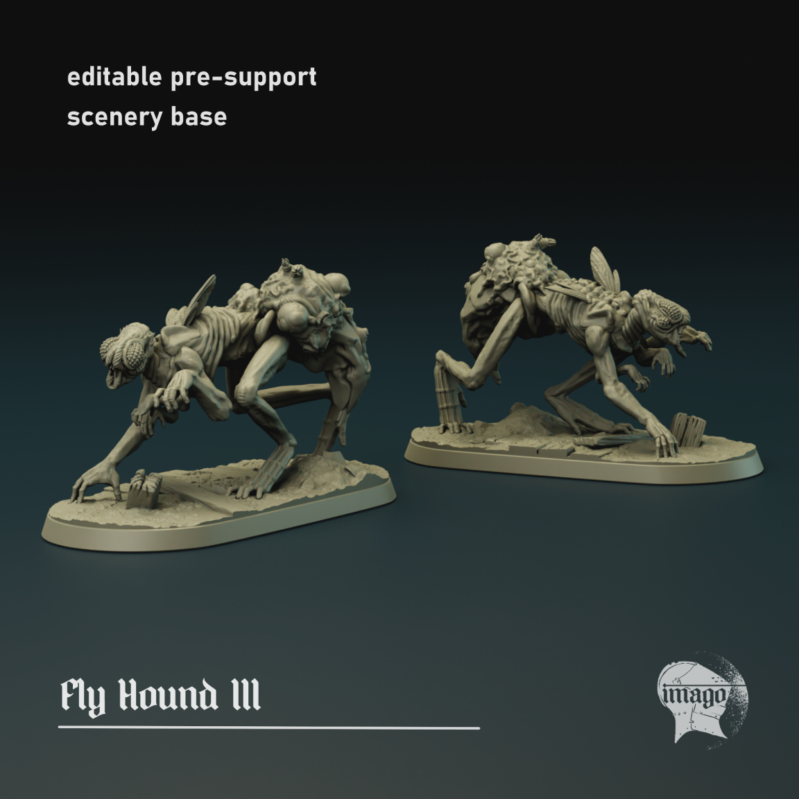 Fly Hound 3 (pre-supported) by Imago Miniatures, is a proxy for Hound of the Black Grail, in Cult of the Black Grail.