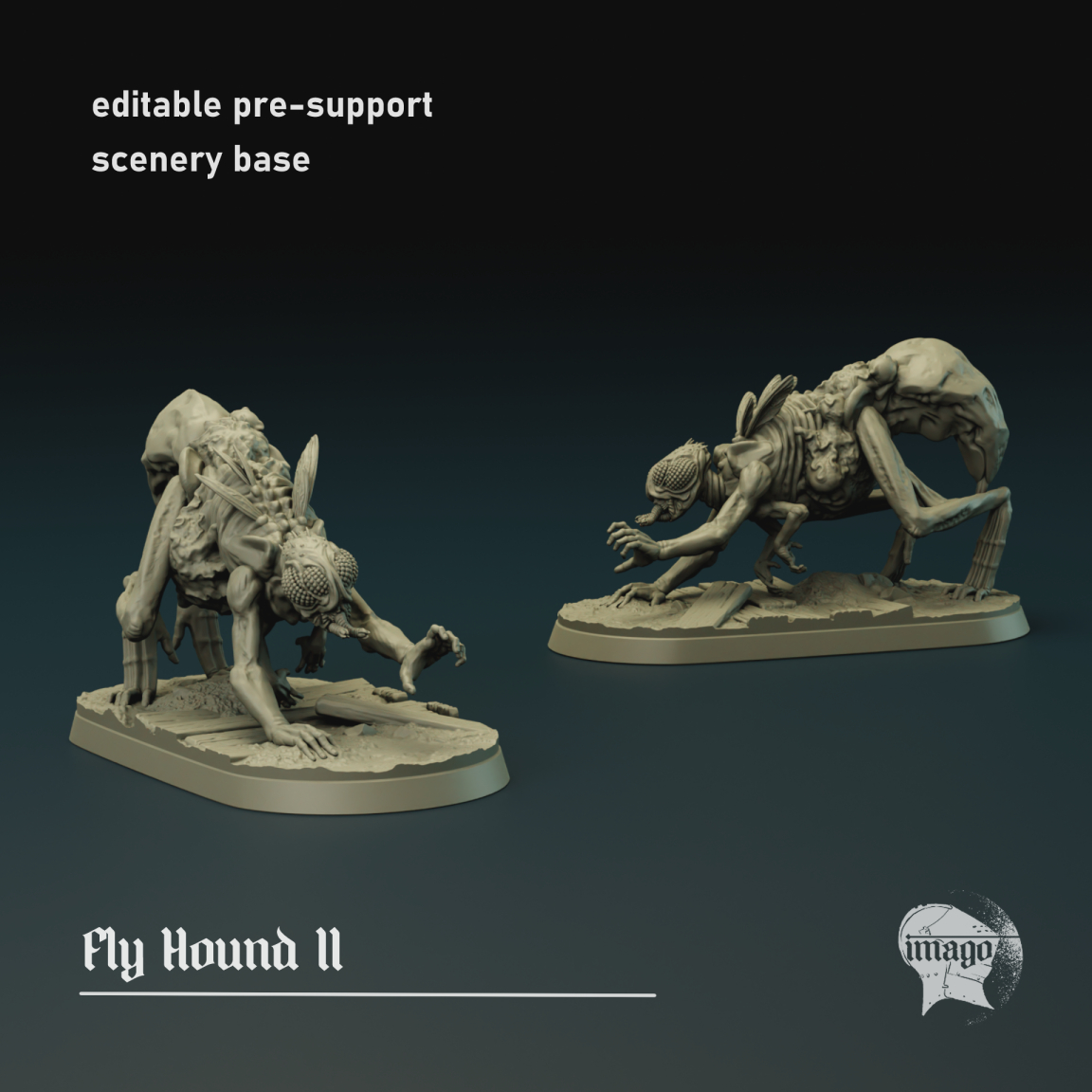 Fly Hound 2 (pre-supported) by Imago Miniatures, is a proxy for Hound of the Black Grail, in Cult of the Black Grail.