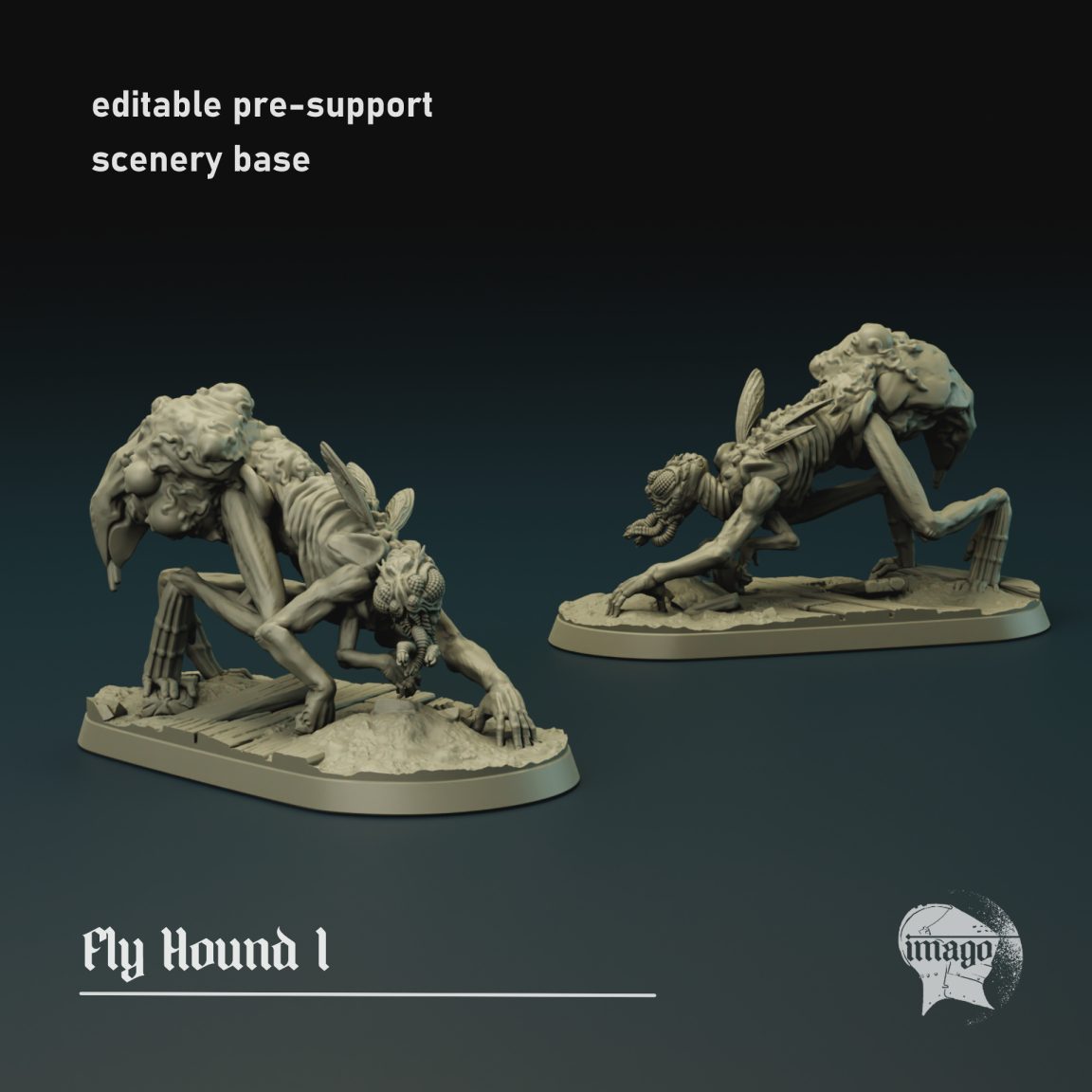 Fly Hound 1 (pre-supported) by Imago Miniatures, is a proxy for Hound of the Black Grail, in Cult of the Black Grail.